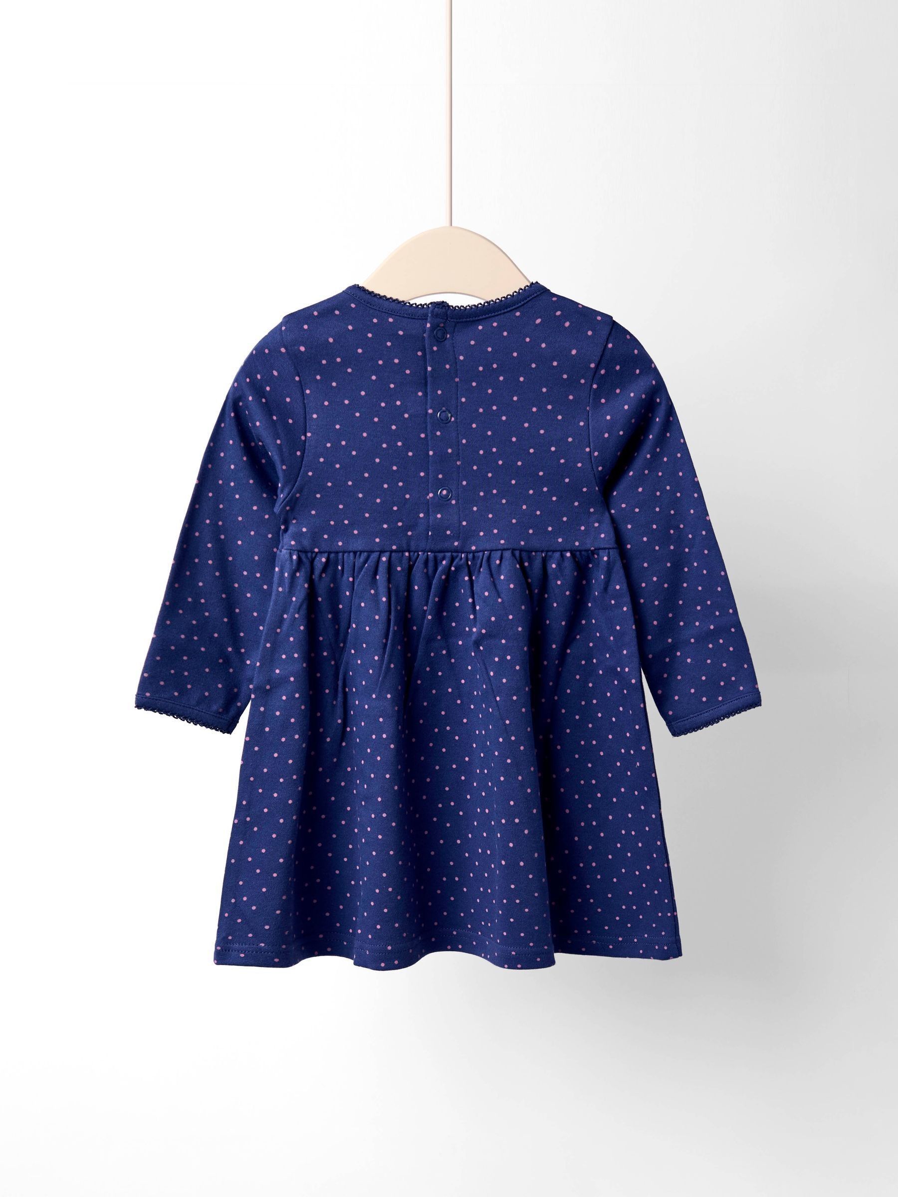 Navy Blue Spot Printed Jersey Dress - Image 3 of 3