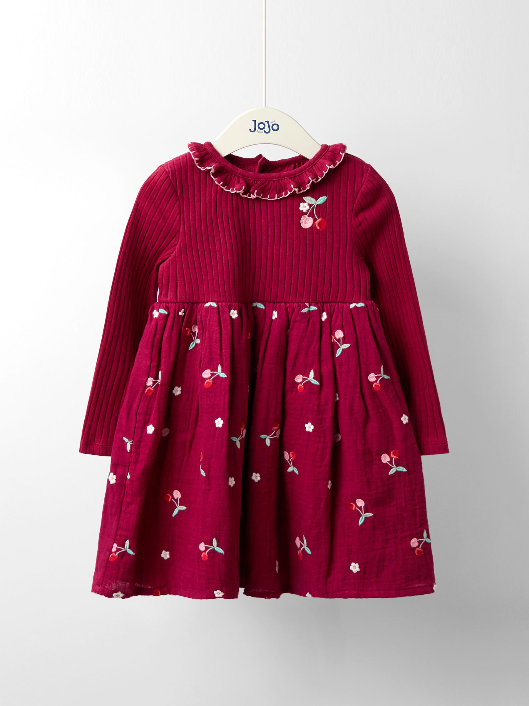 Red Embroidered Rib Cheesecloth Dress - Image 1 of 5