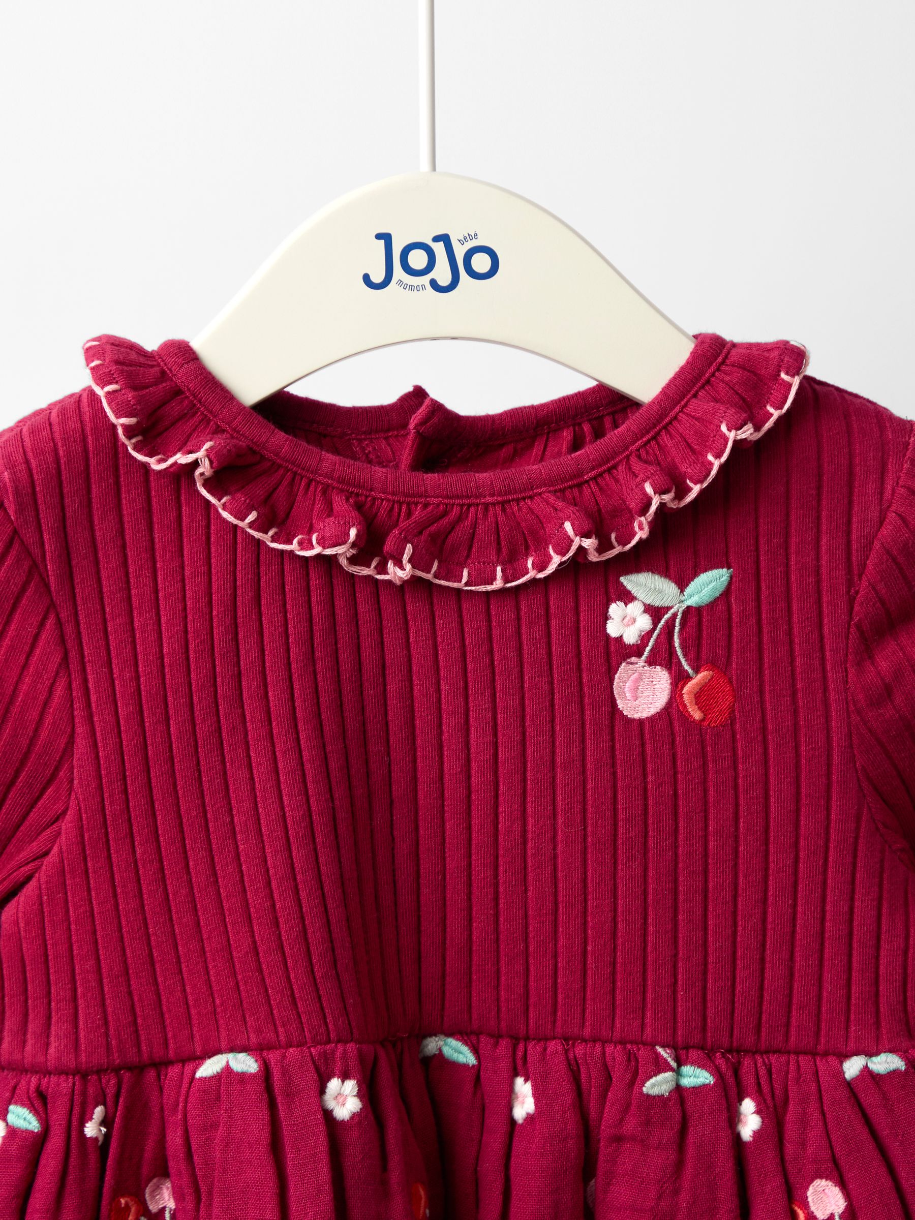 Red Embroidered Rib Cheesecloth Dress - Image 3 of 5