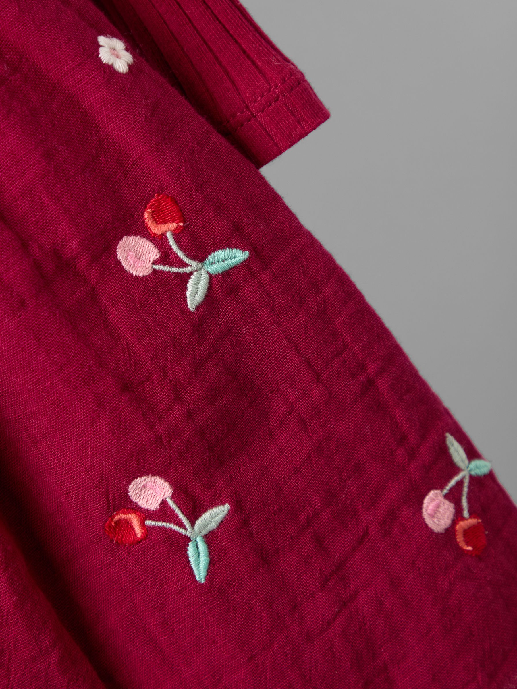 Red Embroidered Rib Cheesecloth Dress - Image 4 of 5