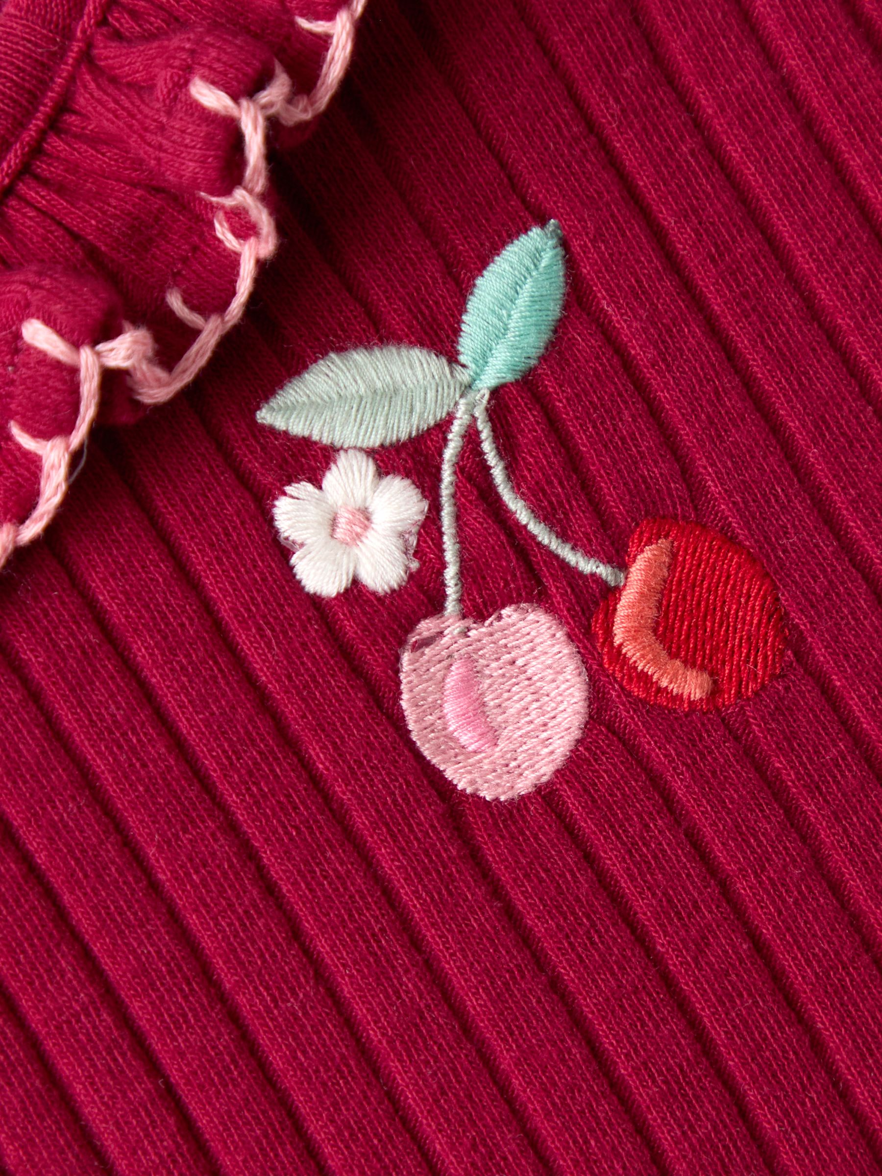 Red Embroidered Rib Cheesecloth Dress - Image 5 of 5
