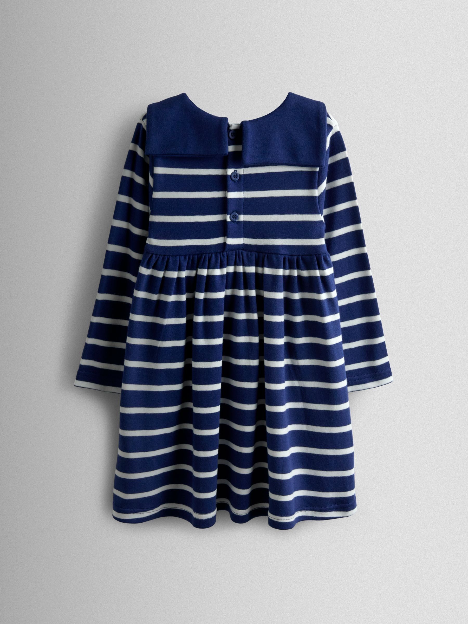 Navy Blue Long Sleeve Sailor Jersey Dress - Image 2 of 3