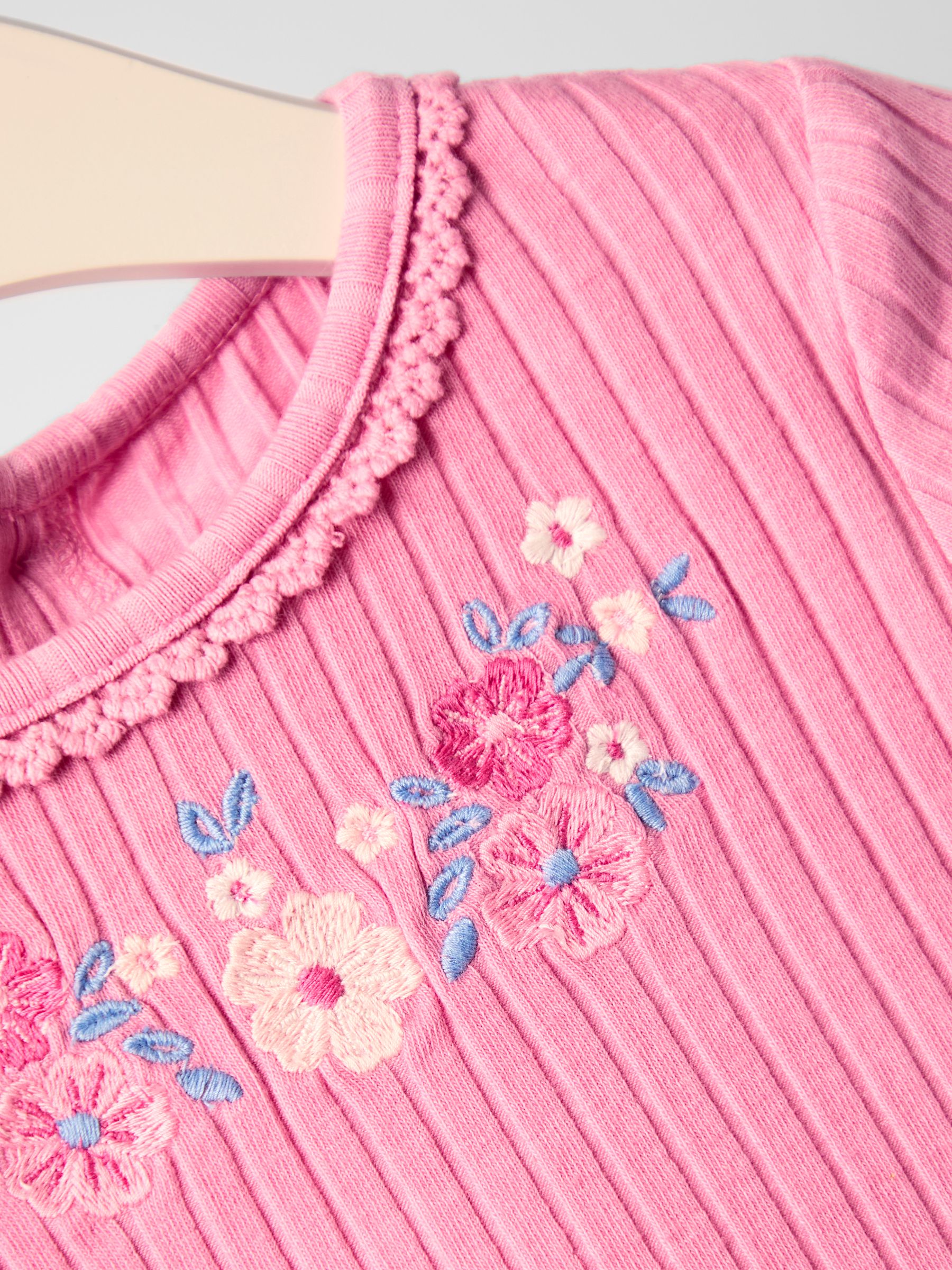 Pink Embroidered Rib Cheesecloth Dress - Image 3 of 4