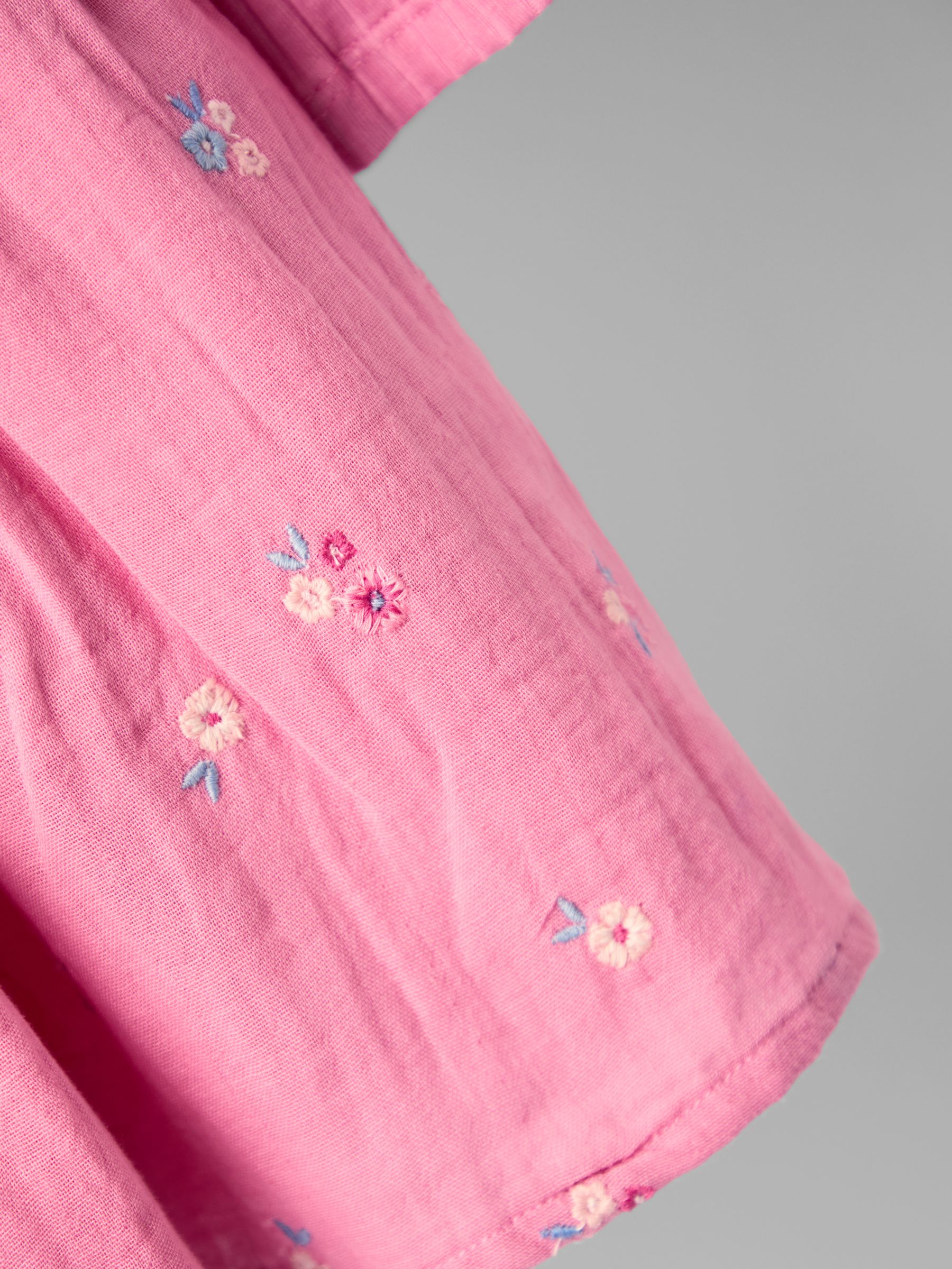 Pink Embroidered Rib Cheesecloth Dress - Image 4 of 4