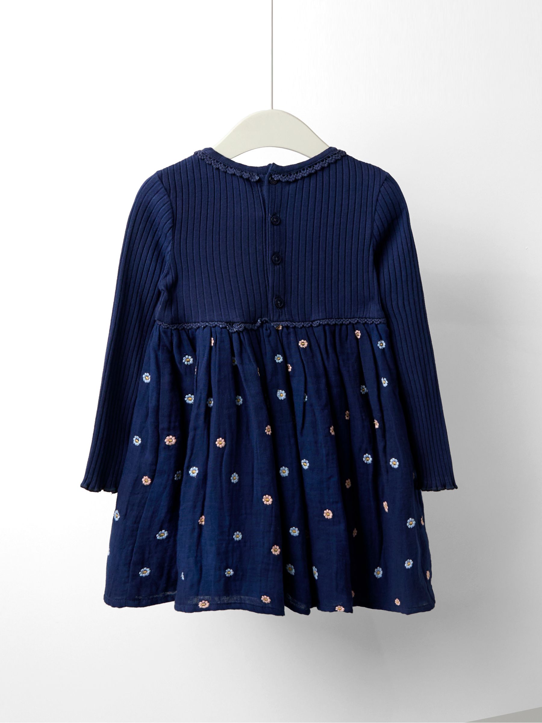 Blue Embroidered Rib Cheesecloth Dress - Image 2 of 5