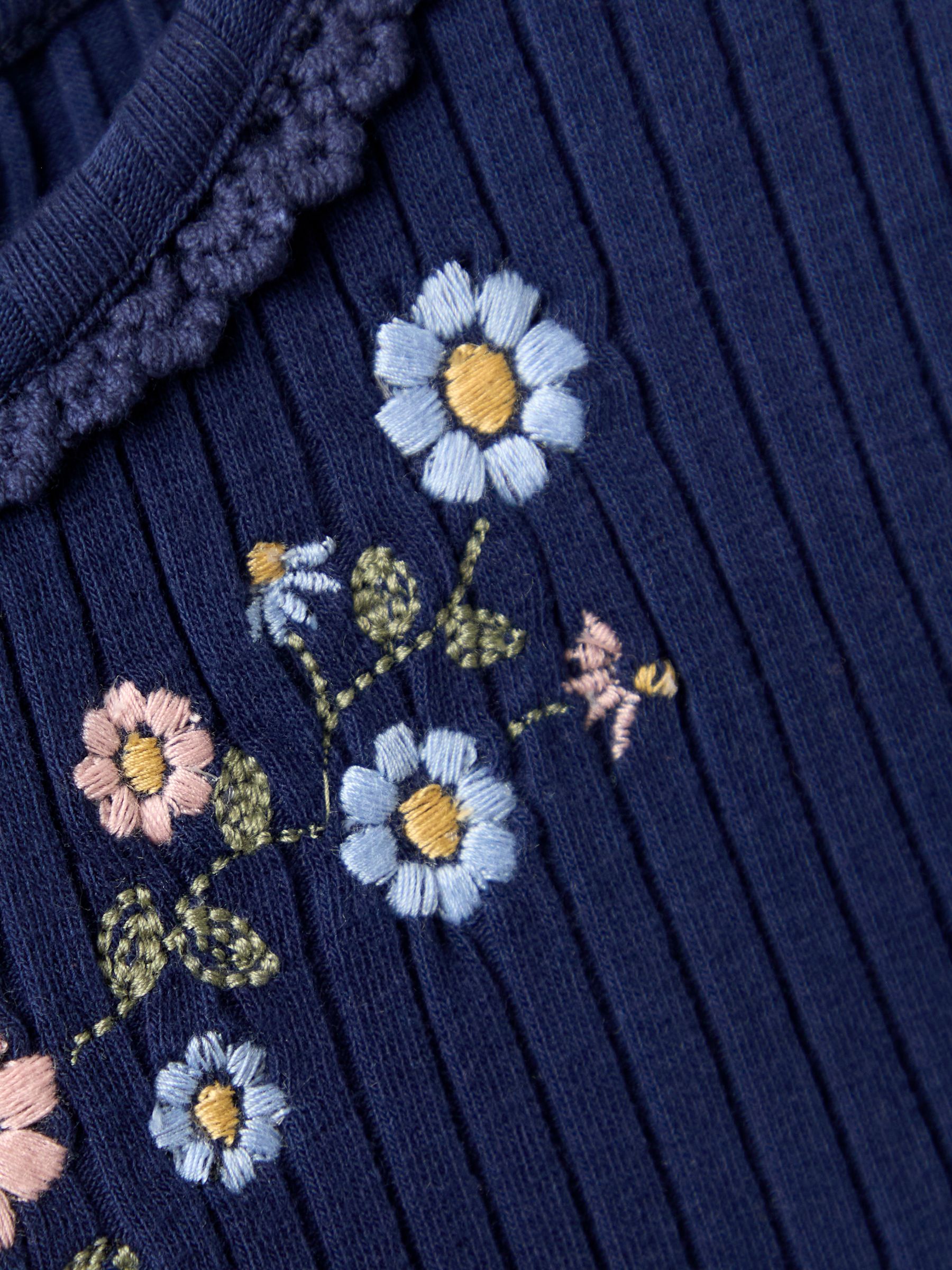 Blue Embroidered Rib Cheesecloth Dress - Image 4 of 5