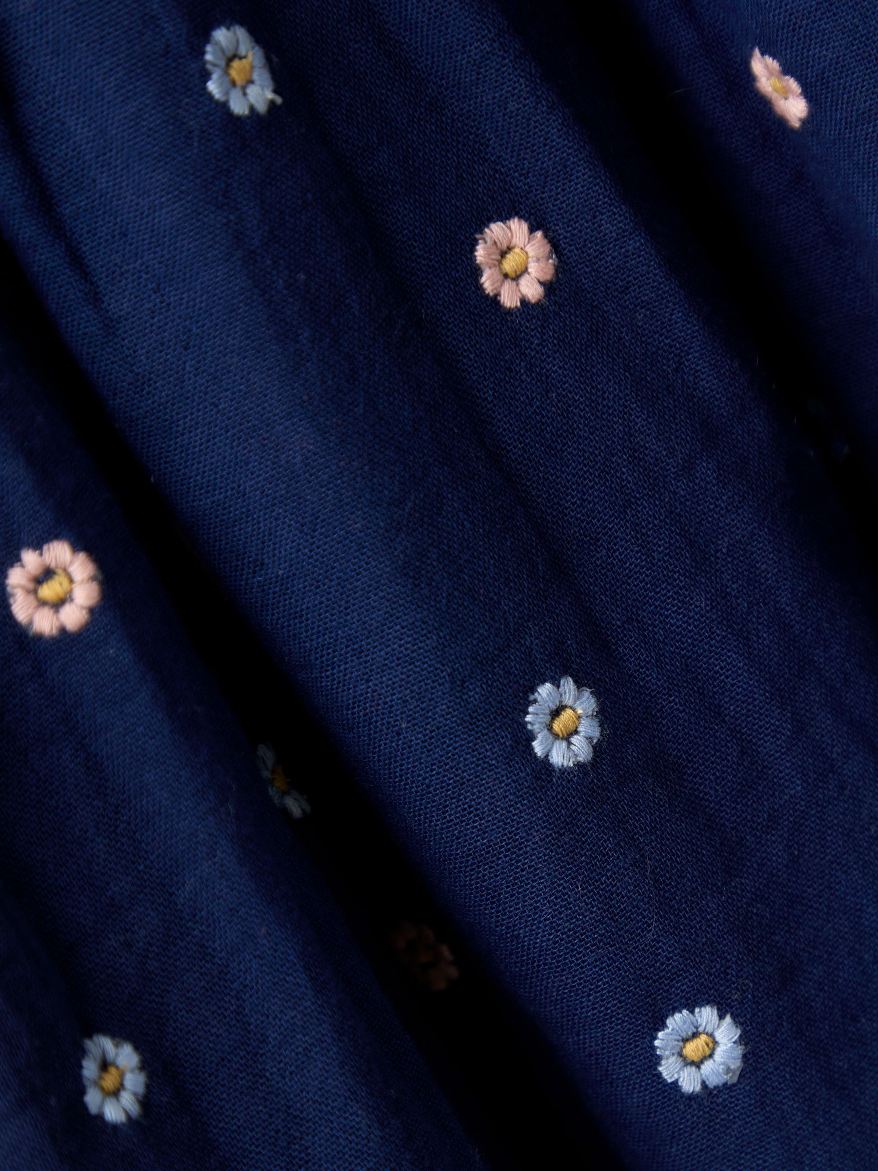 Blue Embroidered Rib Cheesecloth Dress - Image 5 of 5
