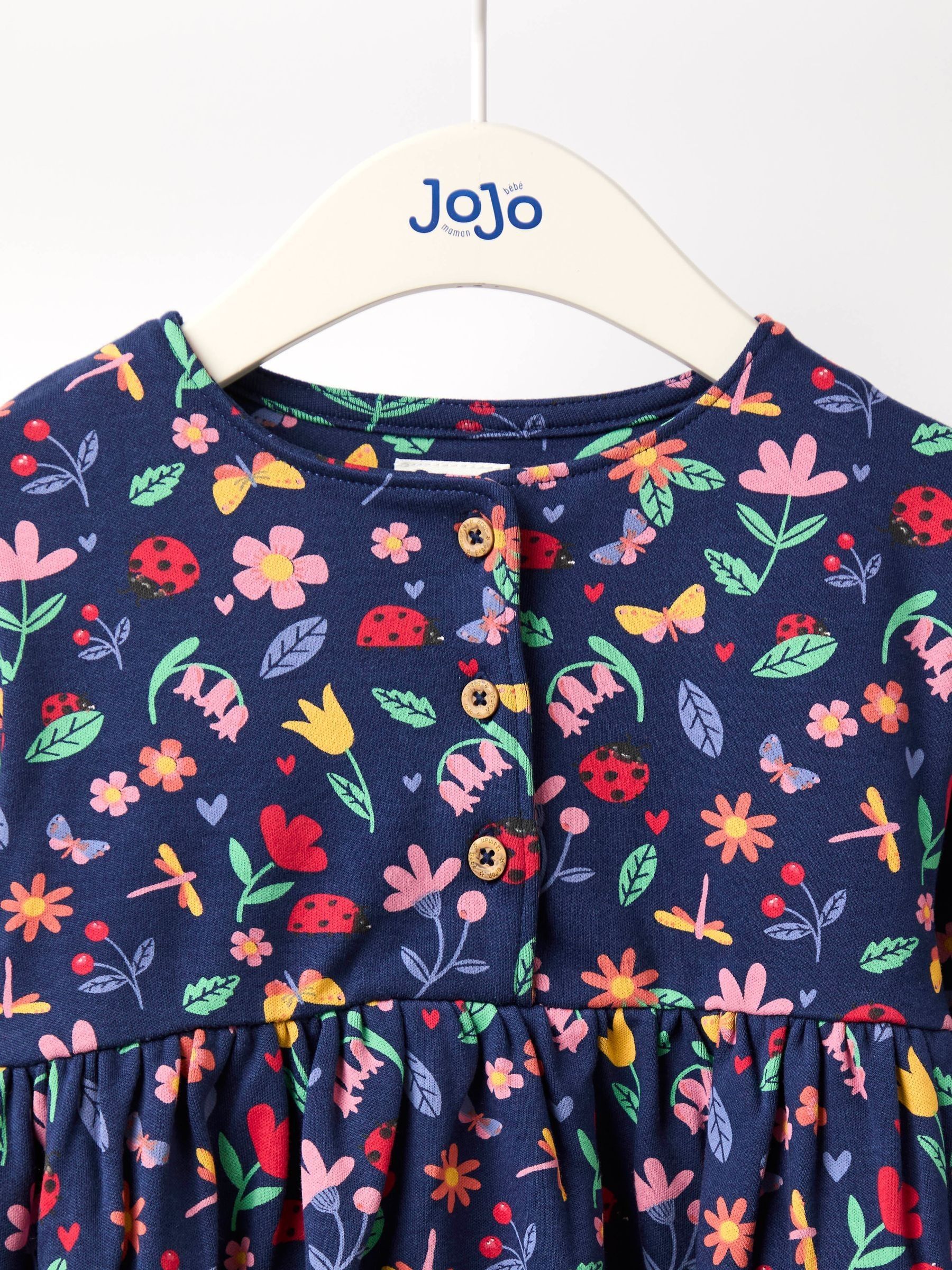 Navy Blue Ladybird Drop Shoulder Printed Pet In Pocket Dress - Image 2 of 4