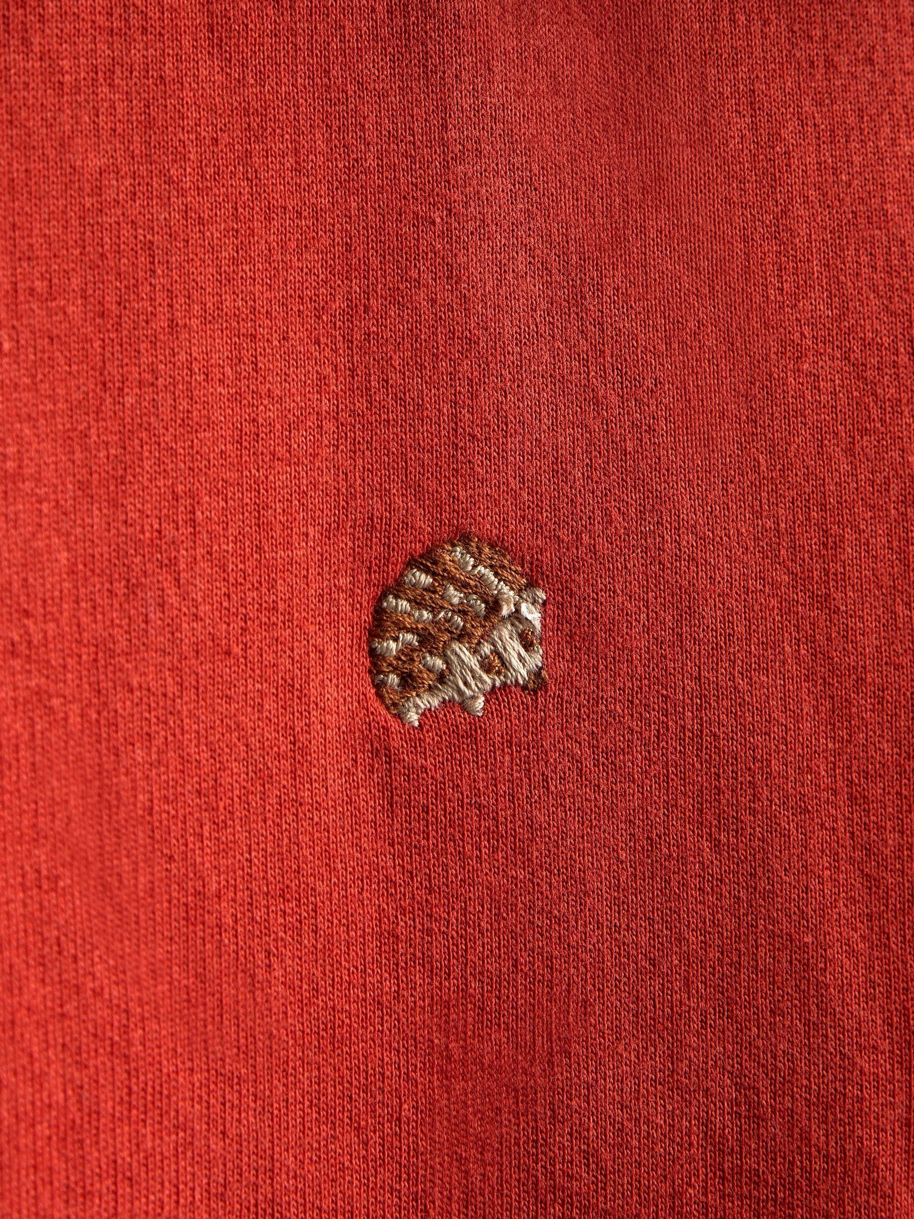 Rust Orange Floral Embroidered Sweat Dress with Collar - Image 2 of 4