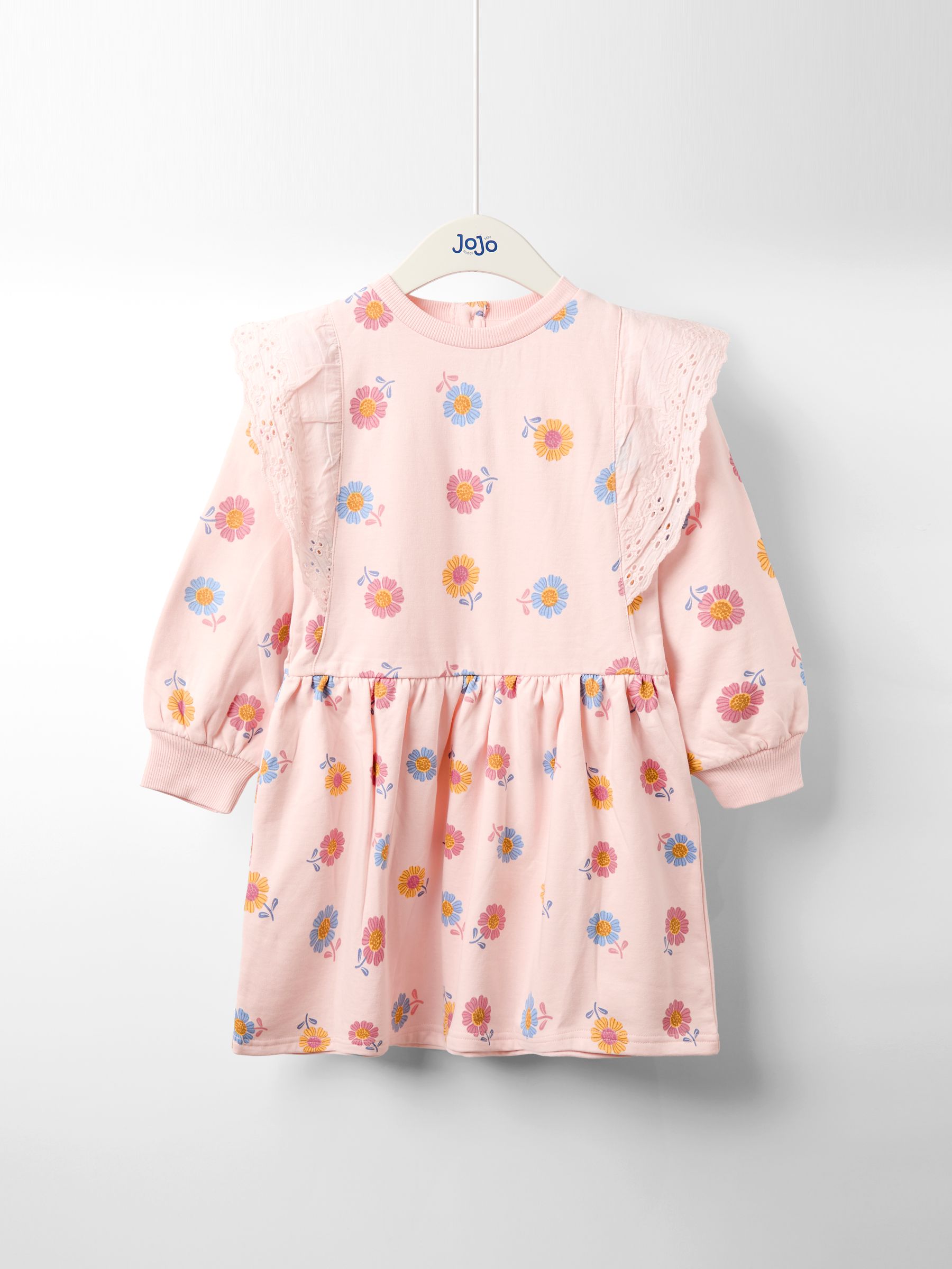 Pink Broderie Frill Sweat Dress - Image 1 of 4