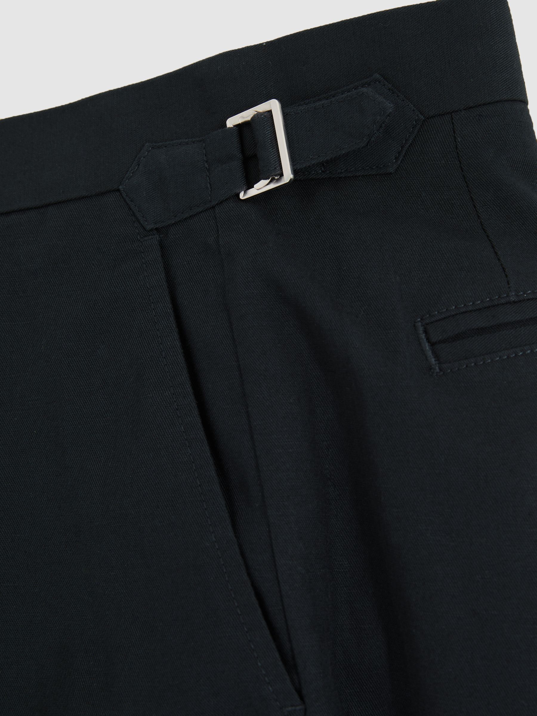 Cotton-Linen Tailored Shorts in Navy - Image 6 of 6