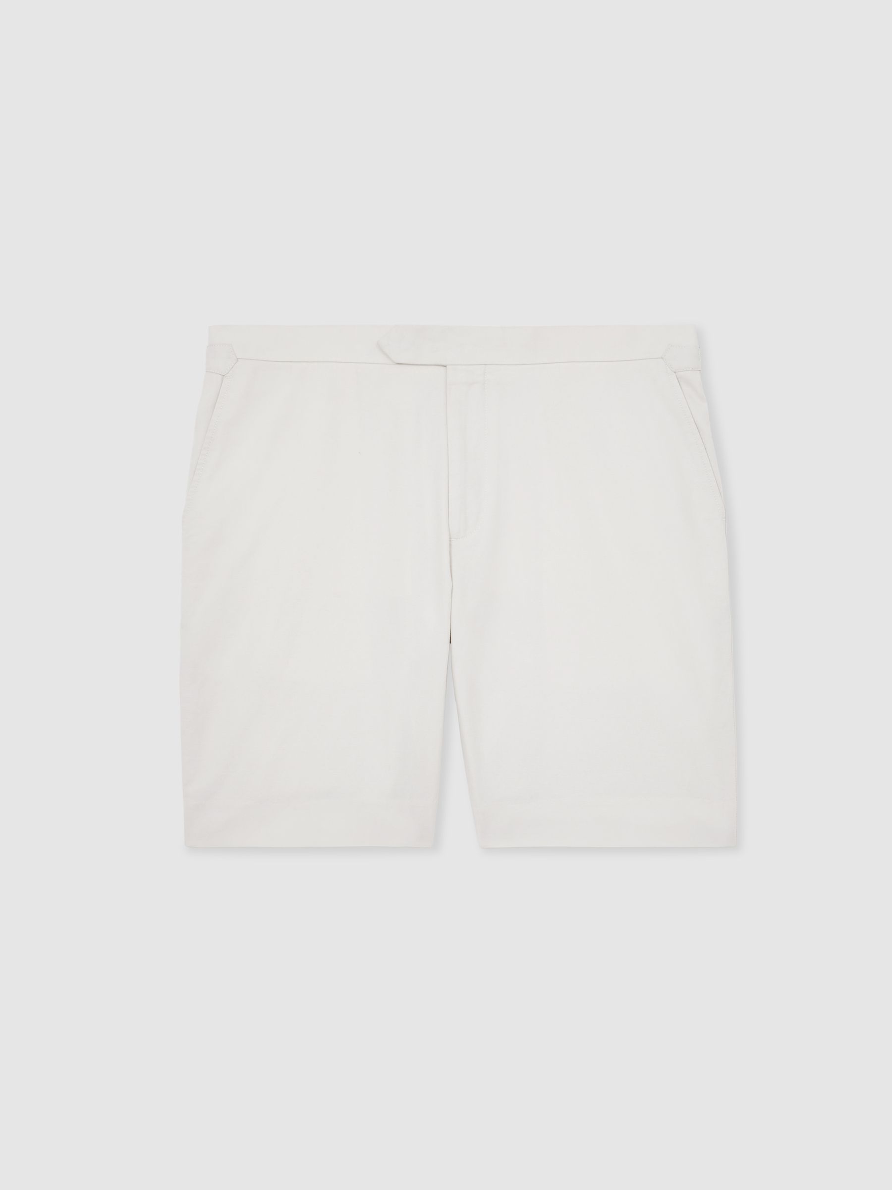 Cotton-Linen Tailored Shorts in Stone - Image 2 of 7