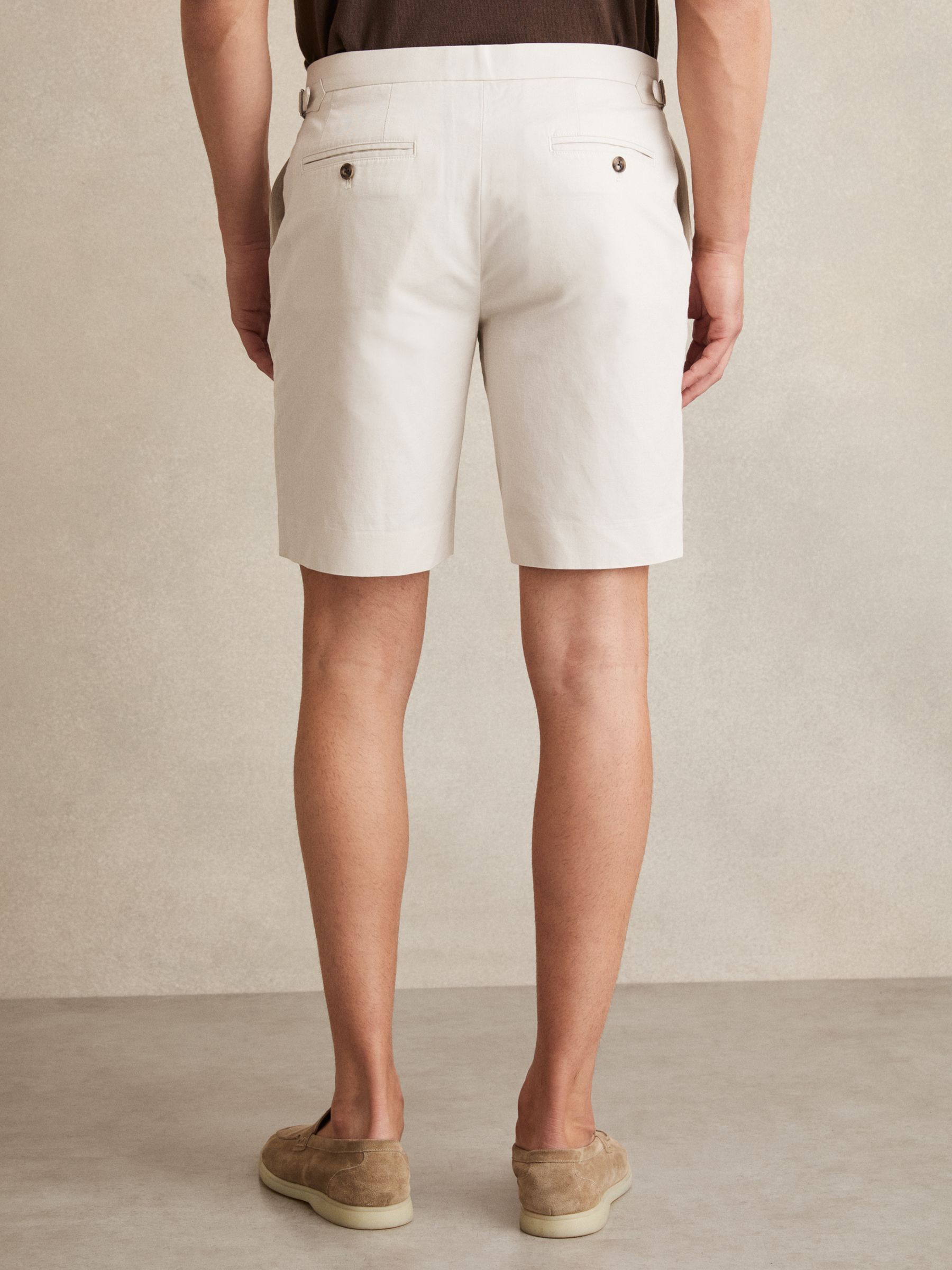Cotton-Linen Tailored Shorts in Stone - Image 5 of 7