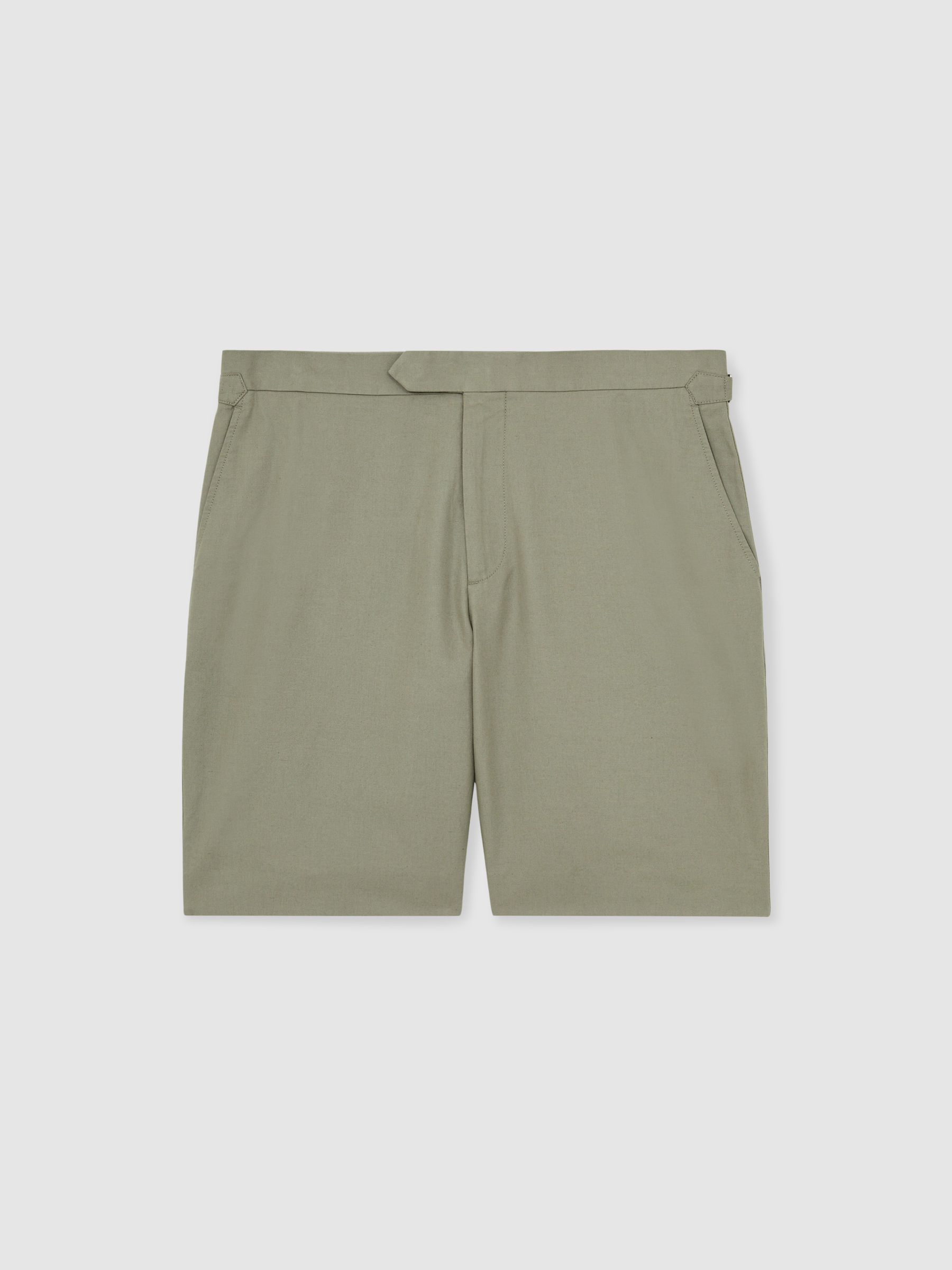 Cotton-Linen Tailored Shorts in Pistachio - Image 2 of 6