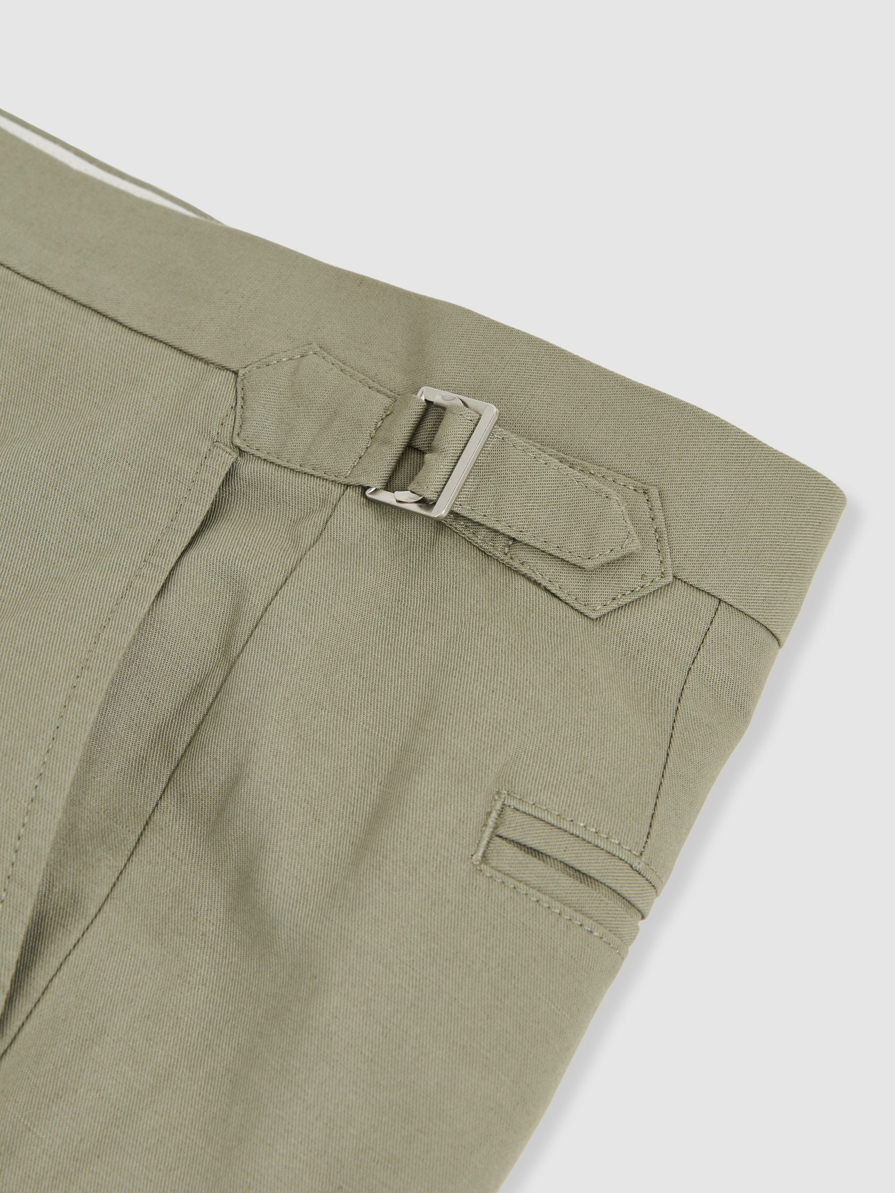Cotton-Linen Tailored Shorts in Pistachio - Image 6 of 6