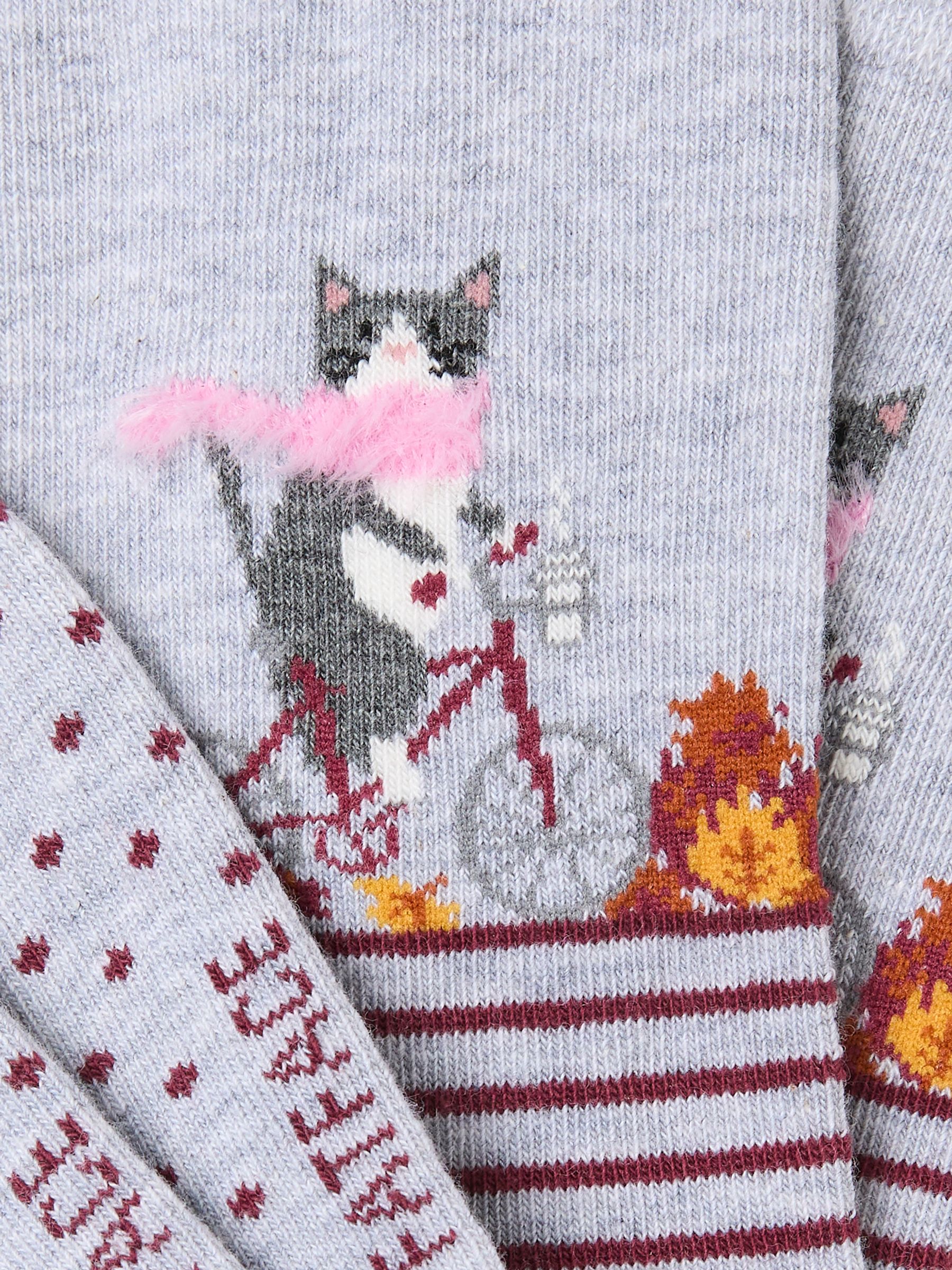Grey Cat Riding Bike Socks - Image 2 of 2