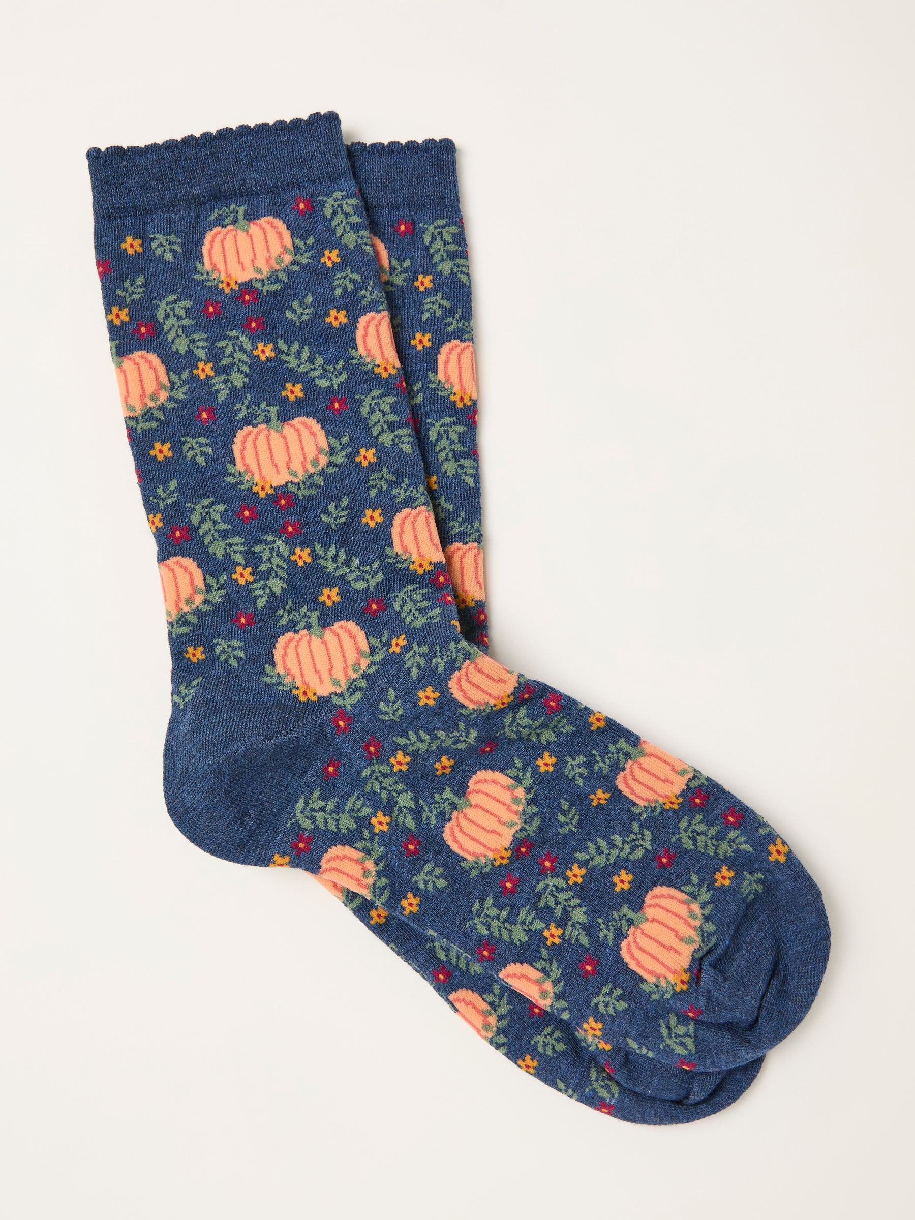 Navy Pumpkin Socks - Image 1 of 2