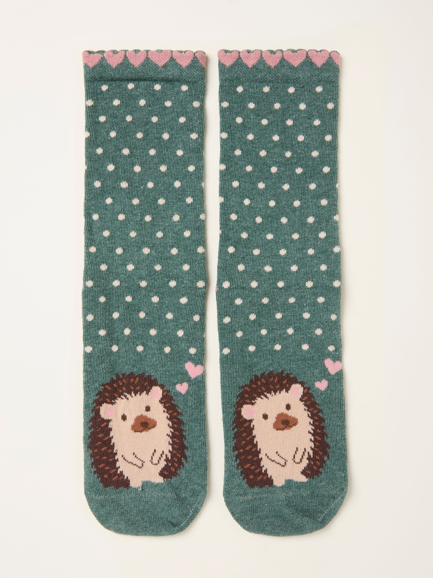Green Fluffy Hedgehog Socks - Image 1 of 2
