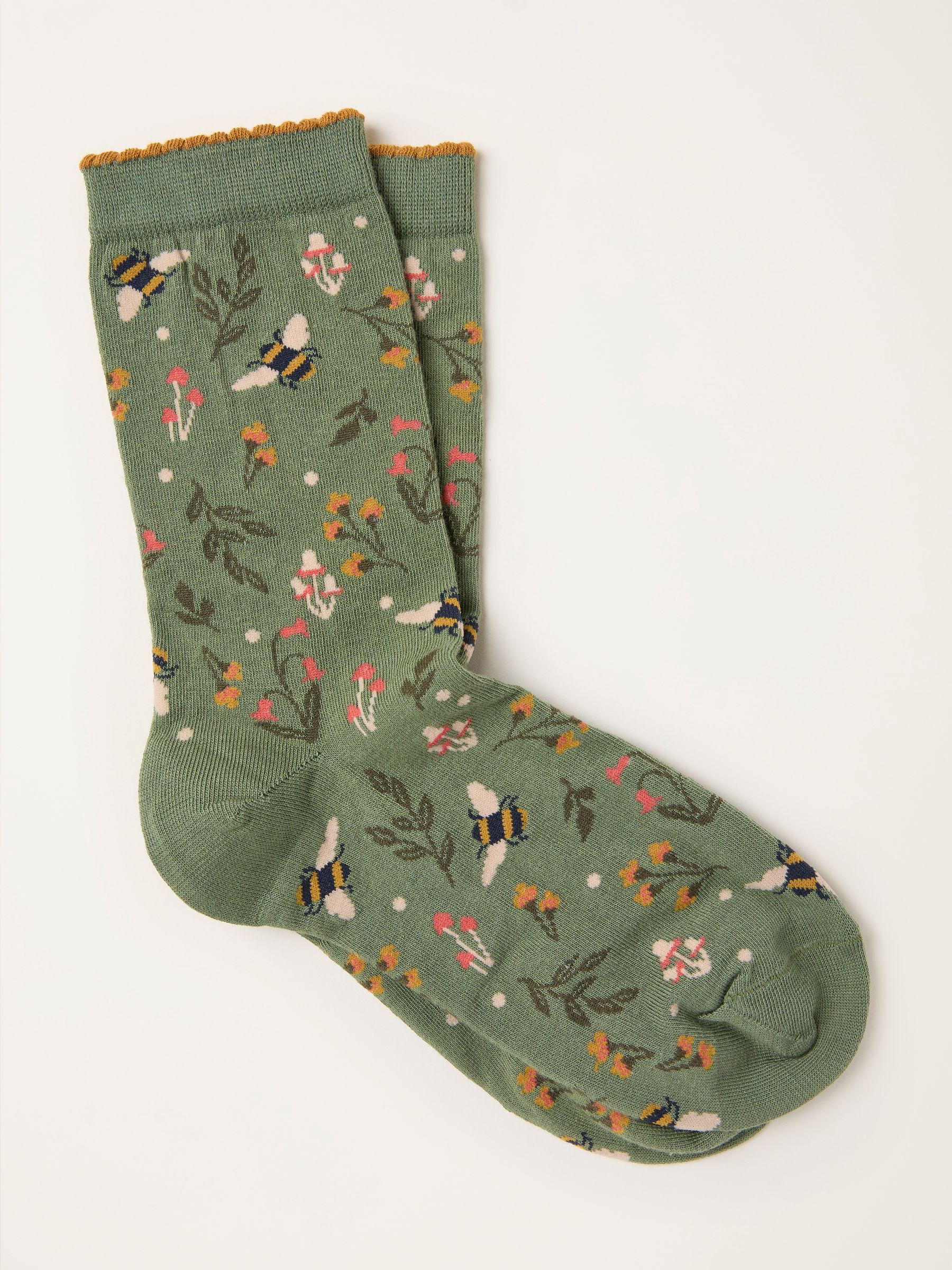 Green Floral Bee Socks - Image 1 of 2