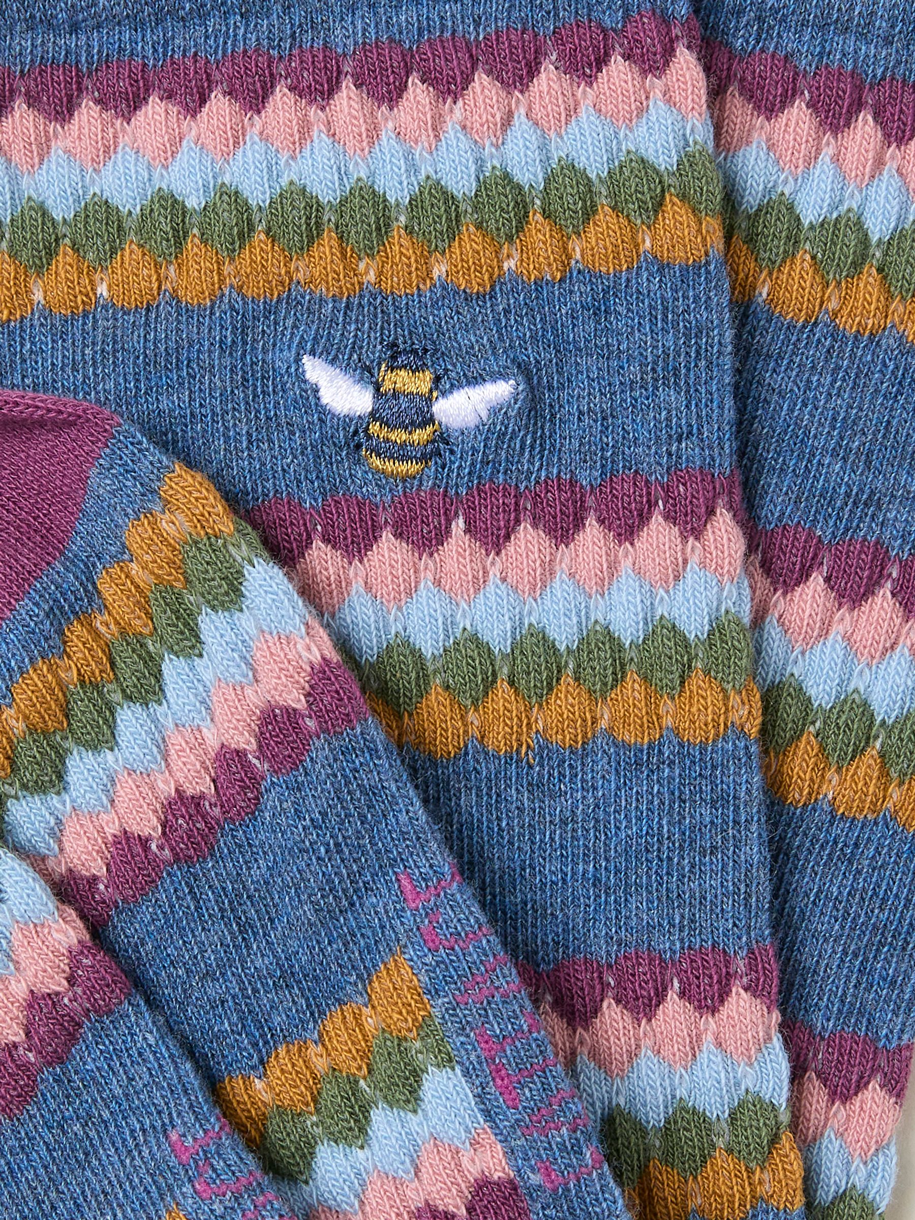 Navy Textured Bee Socks - Image 2 of 2