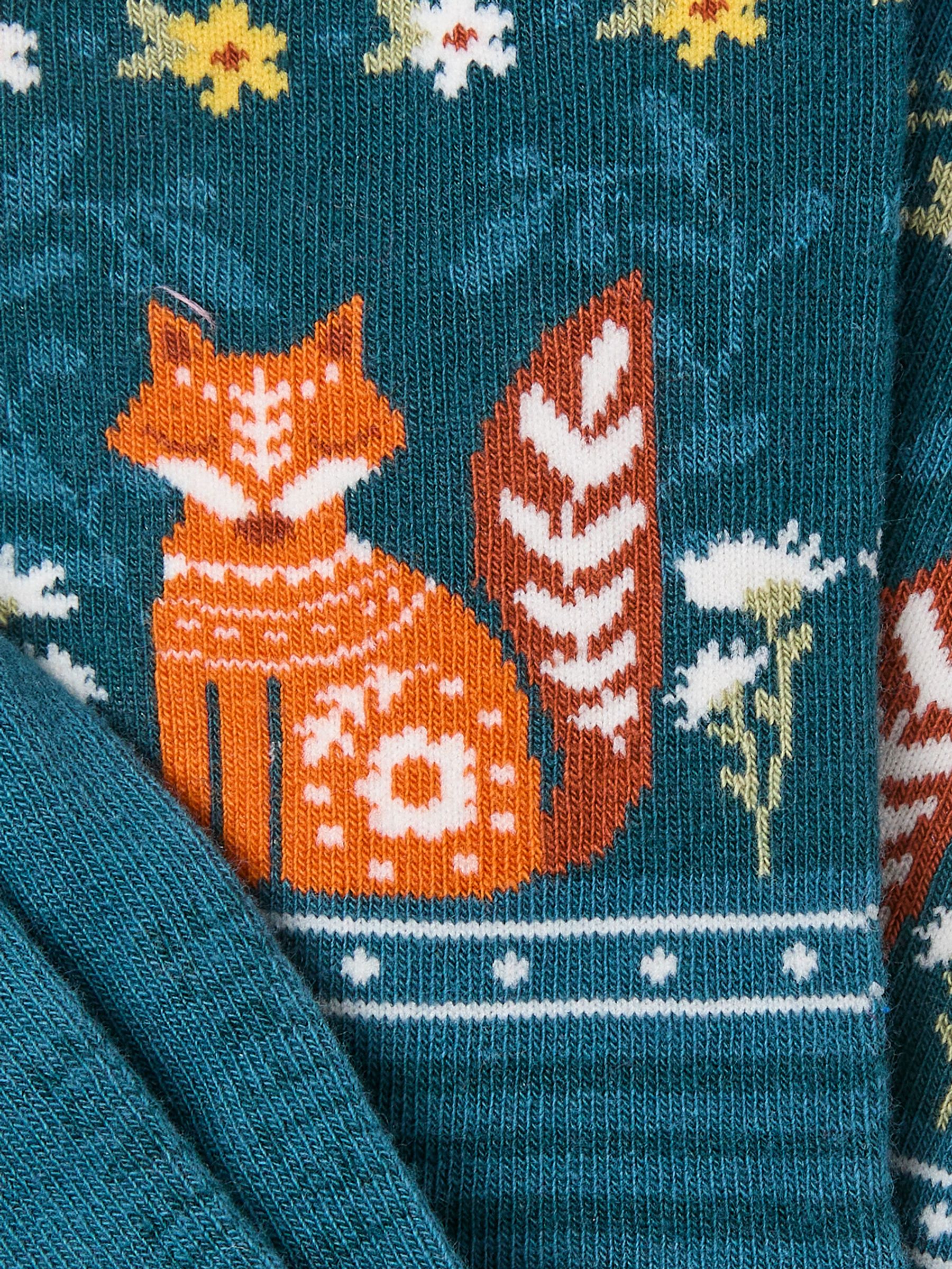 Teal Blue Fox Socks - Image 2 of 2