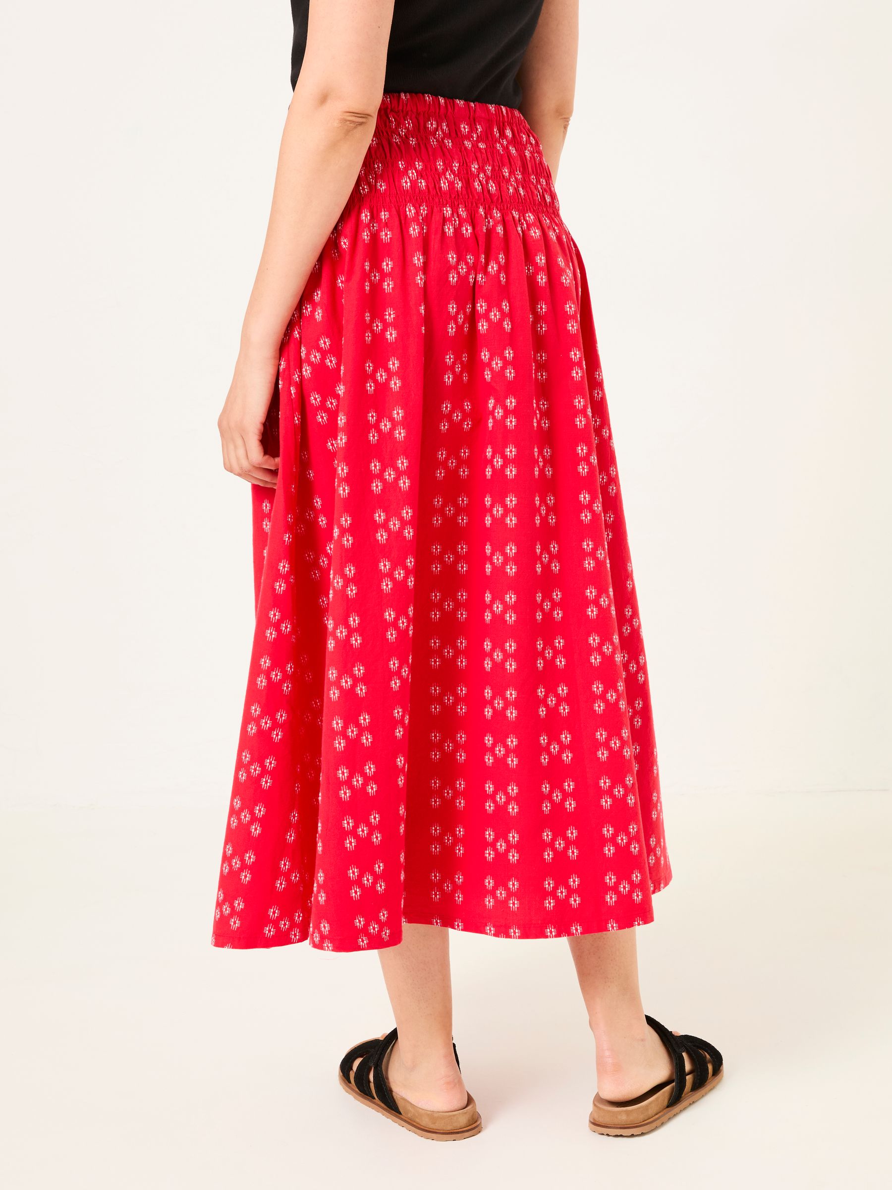 Mary Red Jacquard Midi Skirt - Image 2 of 6