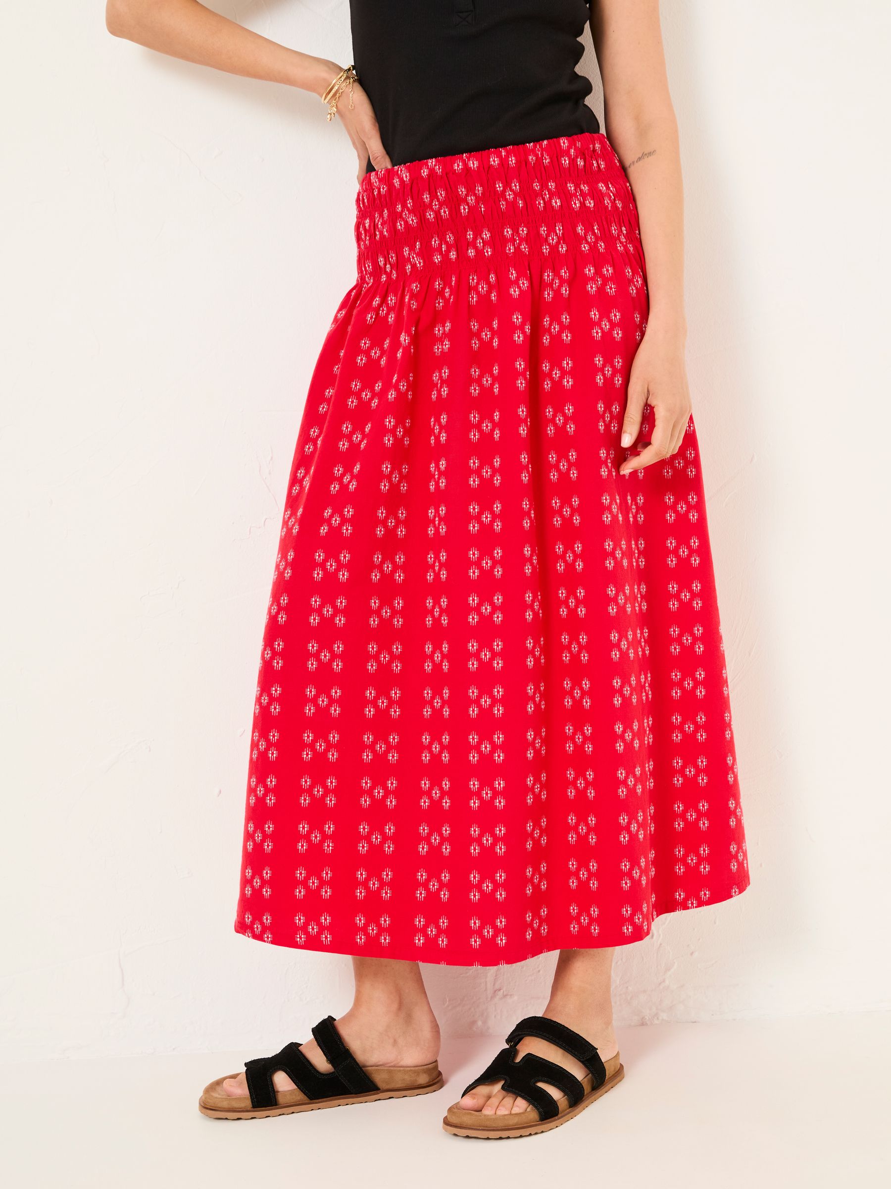 Mary Red Jacquard Midi Skirt - Image 3 of 6