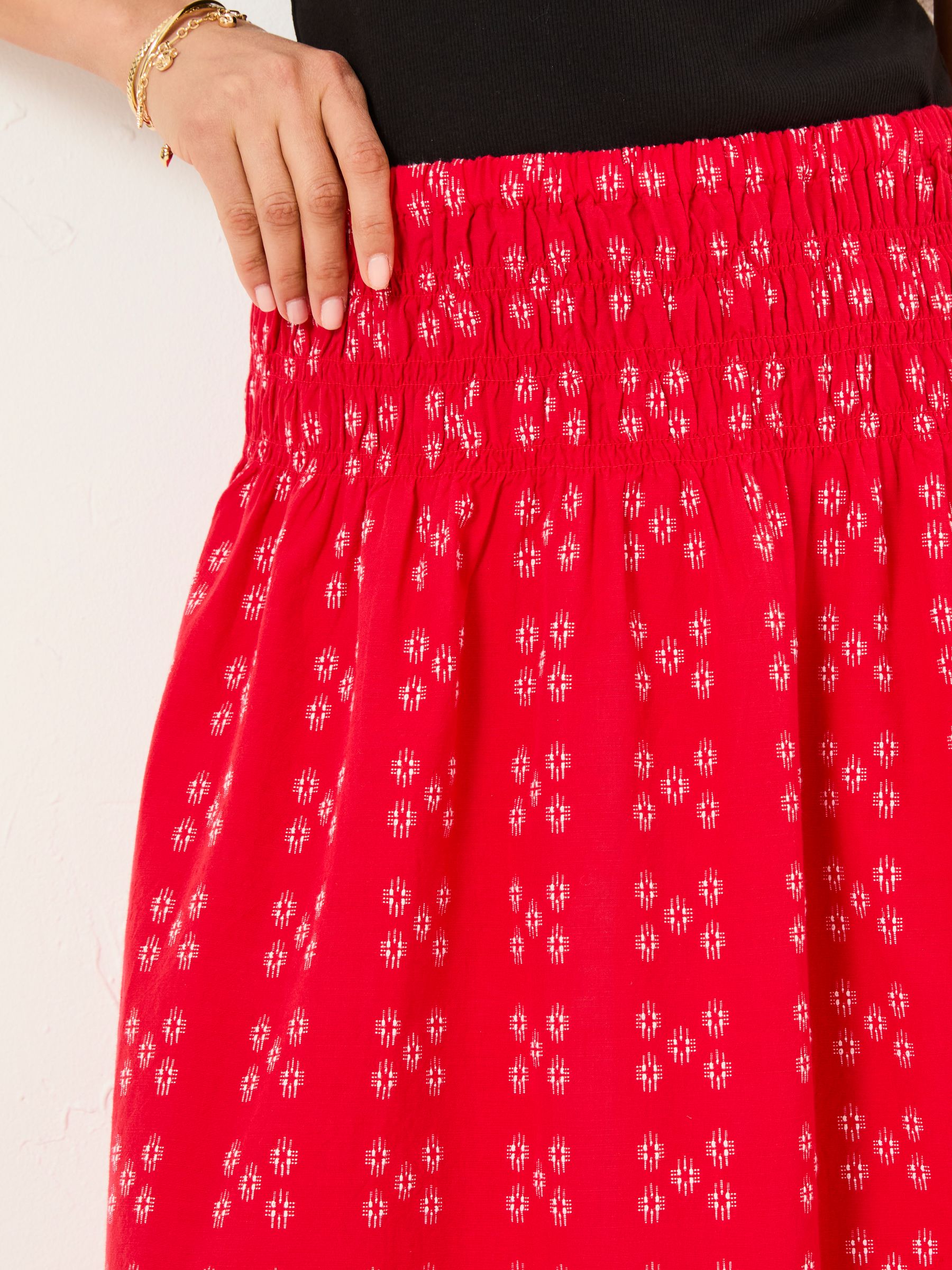 Mary Red Jacquard Midi Skirt - Image 4 of 6