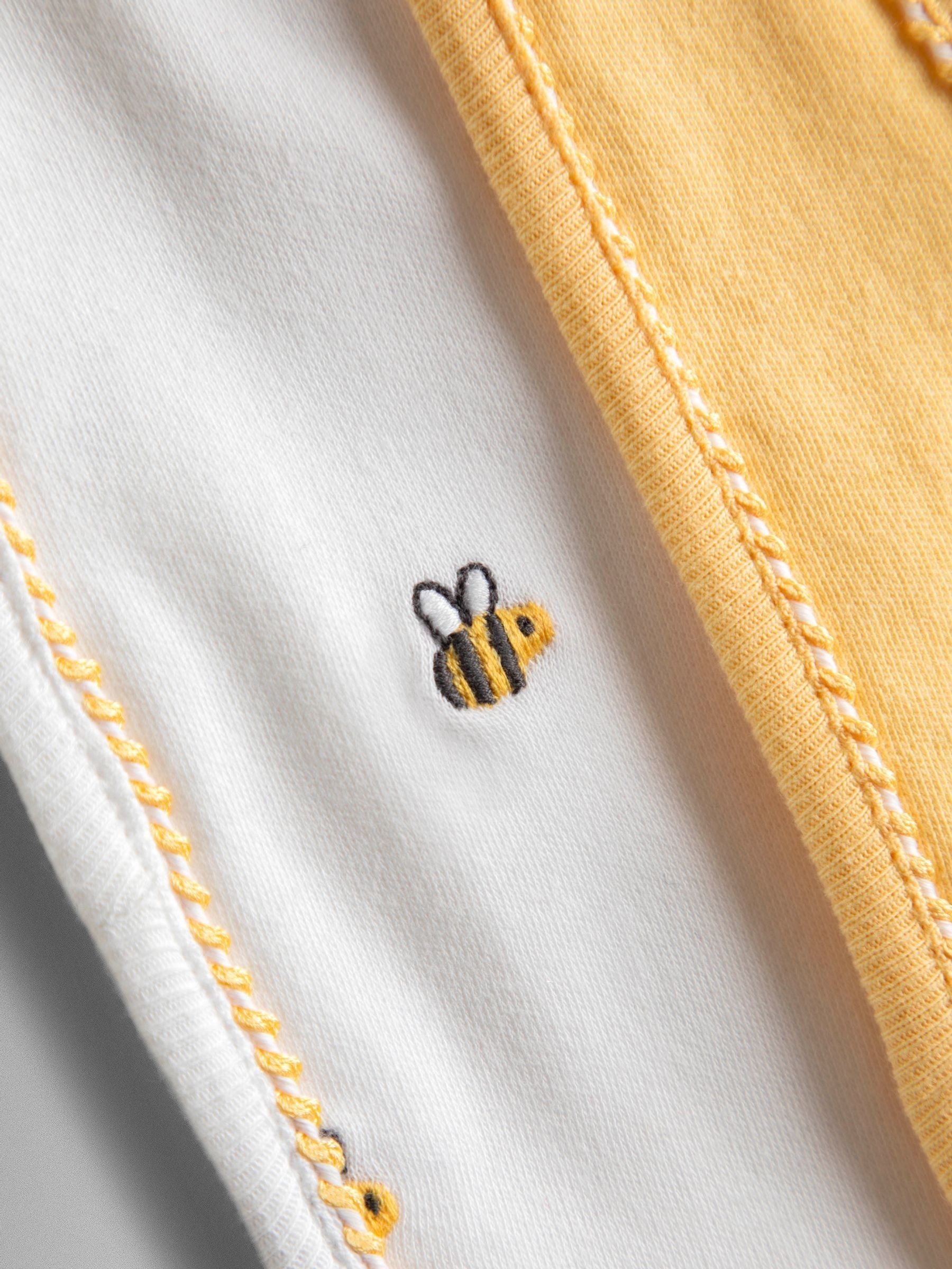 White Bee Embroidered Bib - Image 2 of 7 White Bee Embroidered Bib - Image 2 of 7