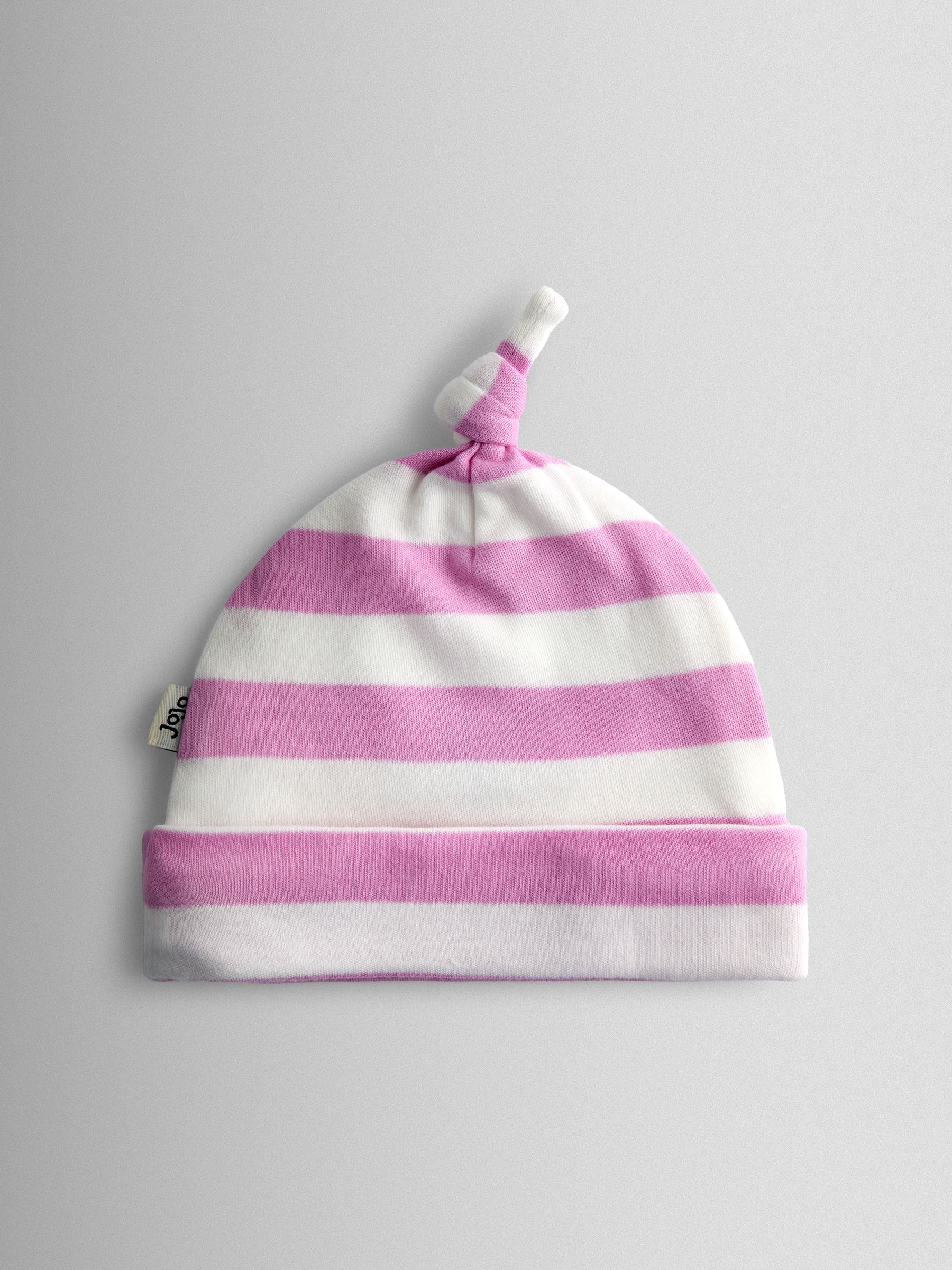 Pink Cherry Stripe Hat & Bib Set - Image 6 of 8