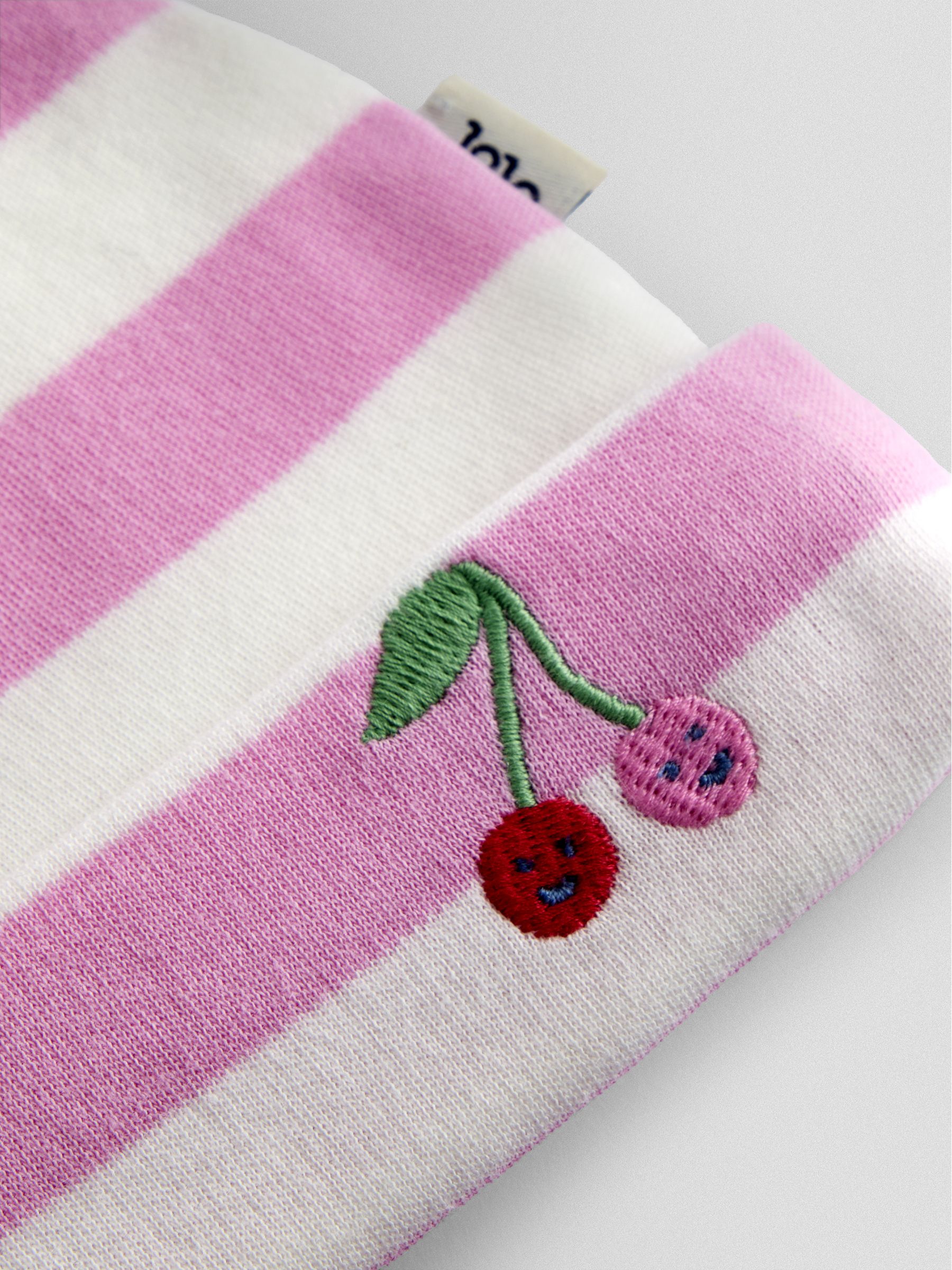 Pink Cherry Stripe Hat & Bib Set - Image 7 of 8