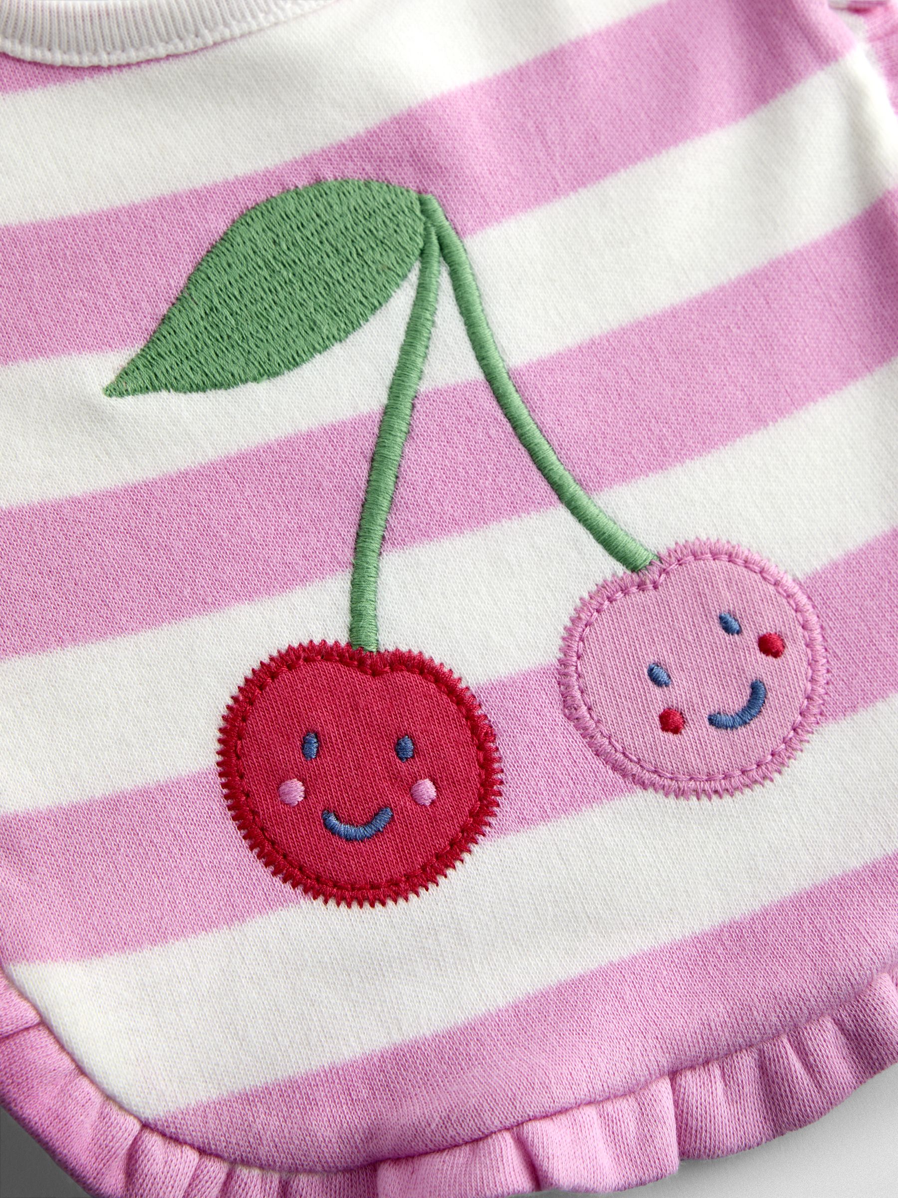 Pink Cherry Stripe Hat & Bib Set - Image 8 of 8