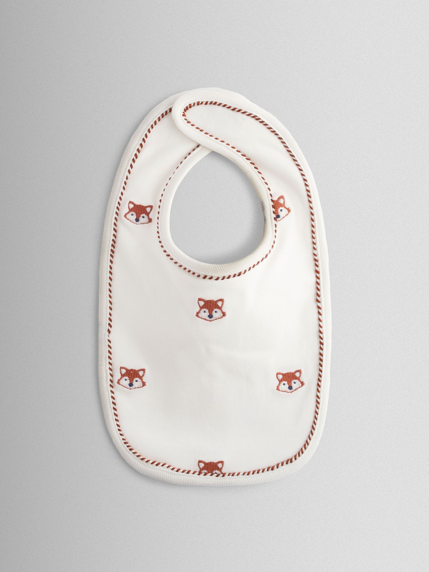 Cream Fox Embroidered Bib - Image 2 of 6 Cream Fox Embroidered Bib - Image 2 of 6