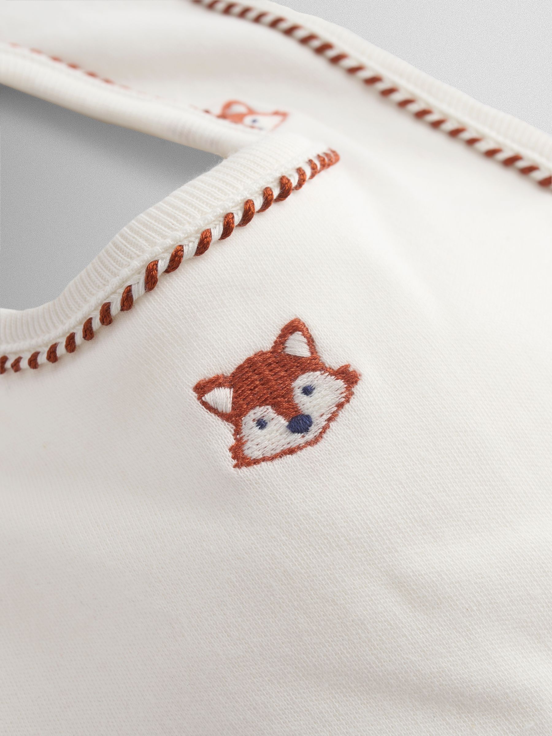 Cream Fox Embroidered Bib - Image 6 of 6