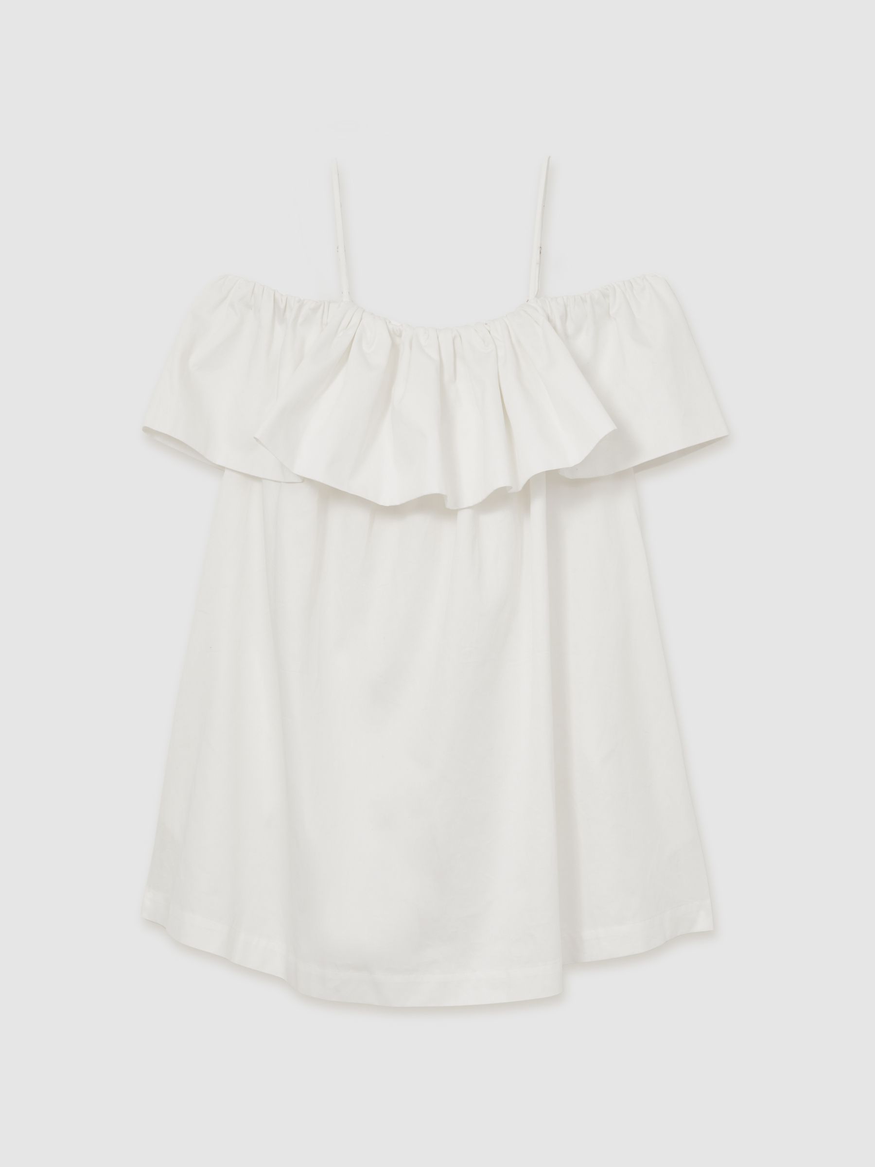 Cotton Off Shoulder Mini Dress in Ivory Cream - Image 2 of 5