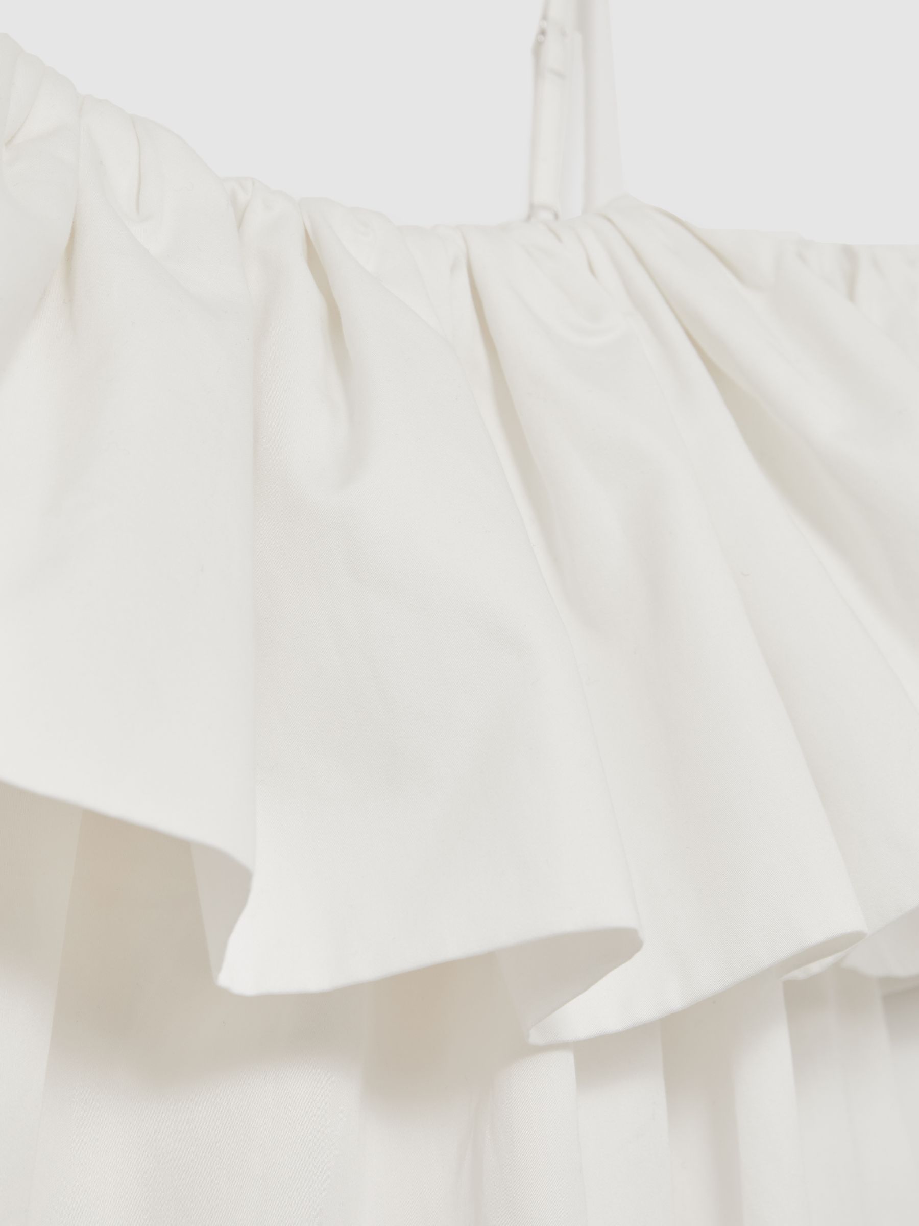 Cotton Off Shoulder Mini Dress in Ivory Cream - image 5