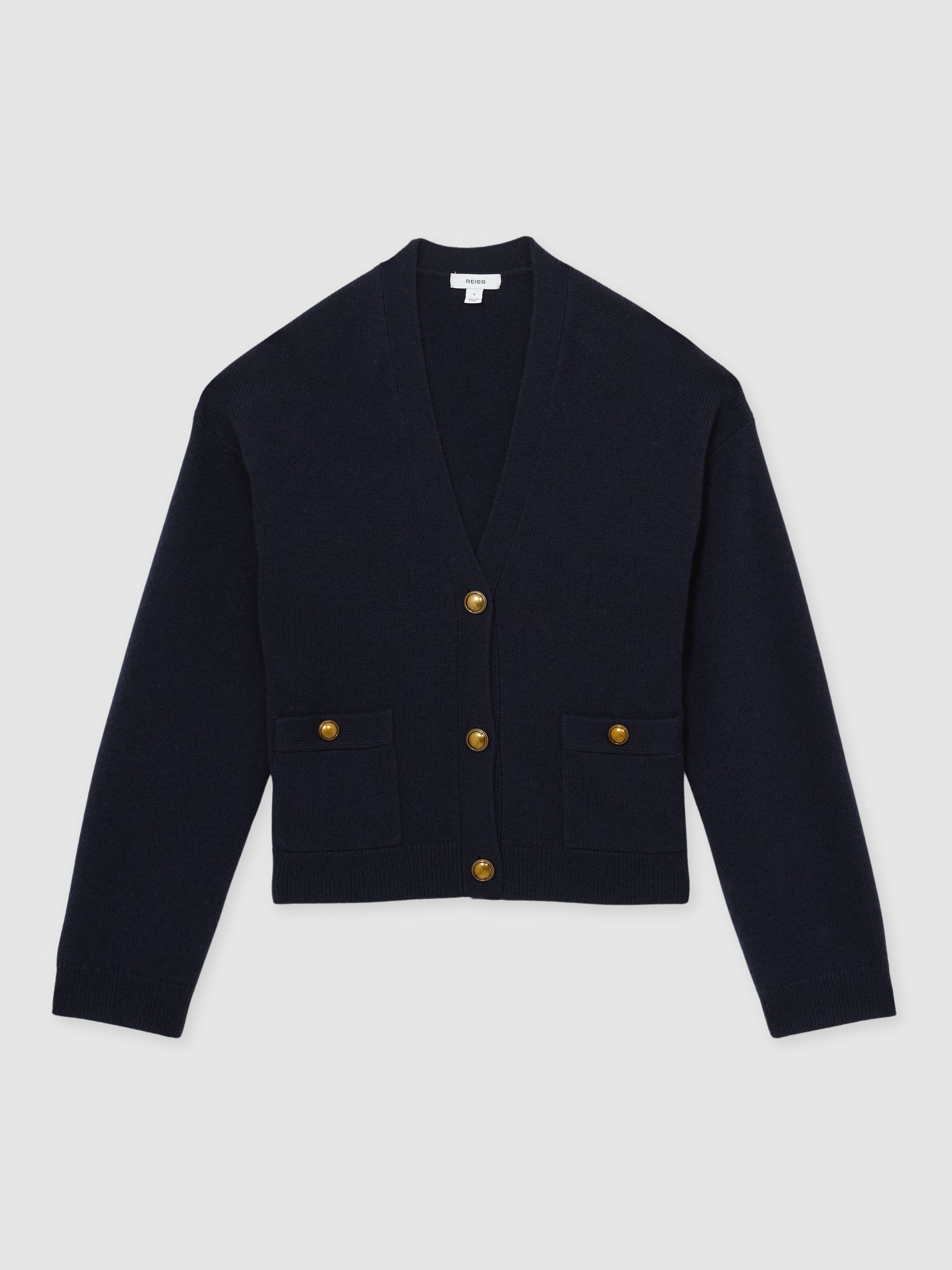 Wool-Cashmere Button Cardigan in Navy - Image 2 of 6