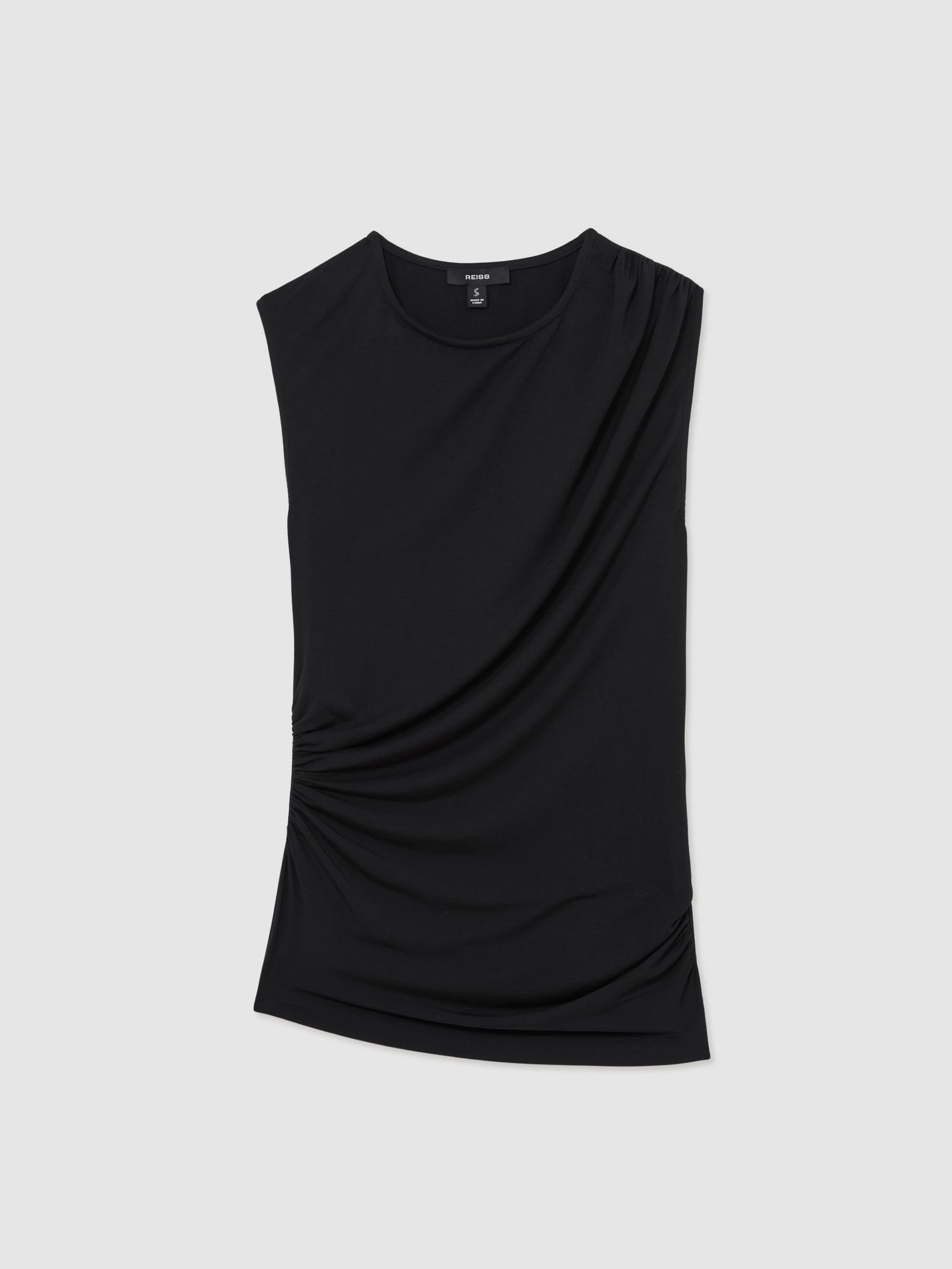 Stretch-Modal Ruched Vest in Black - Image 2 of 6