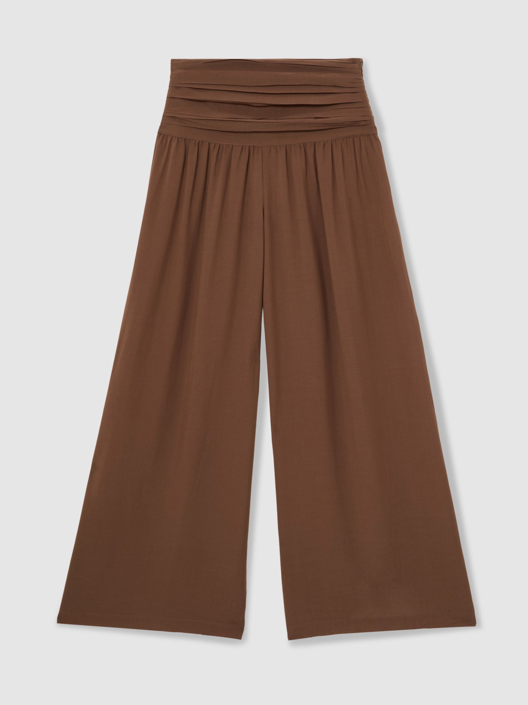 Lyocell Blend Wide Leg Trousers in Brown - Image 2 of 6