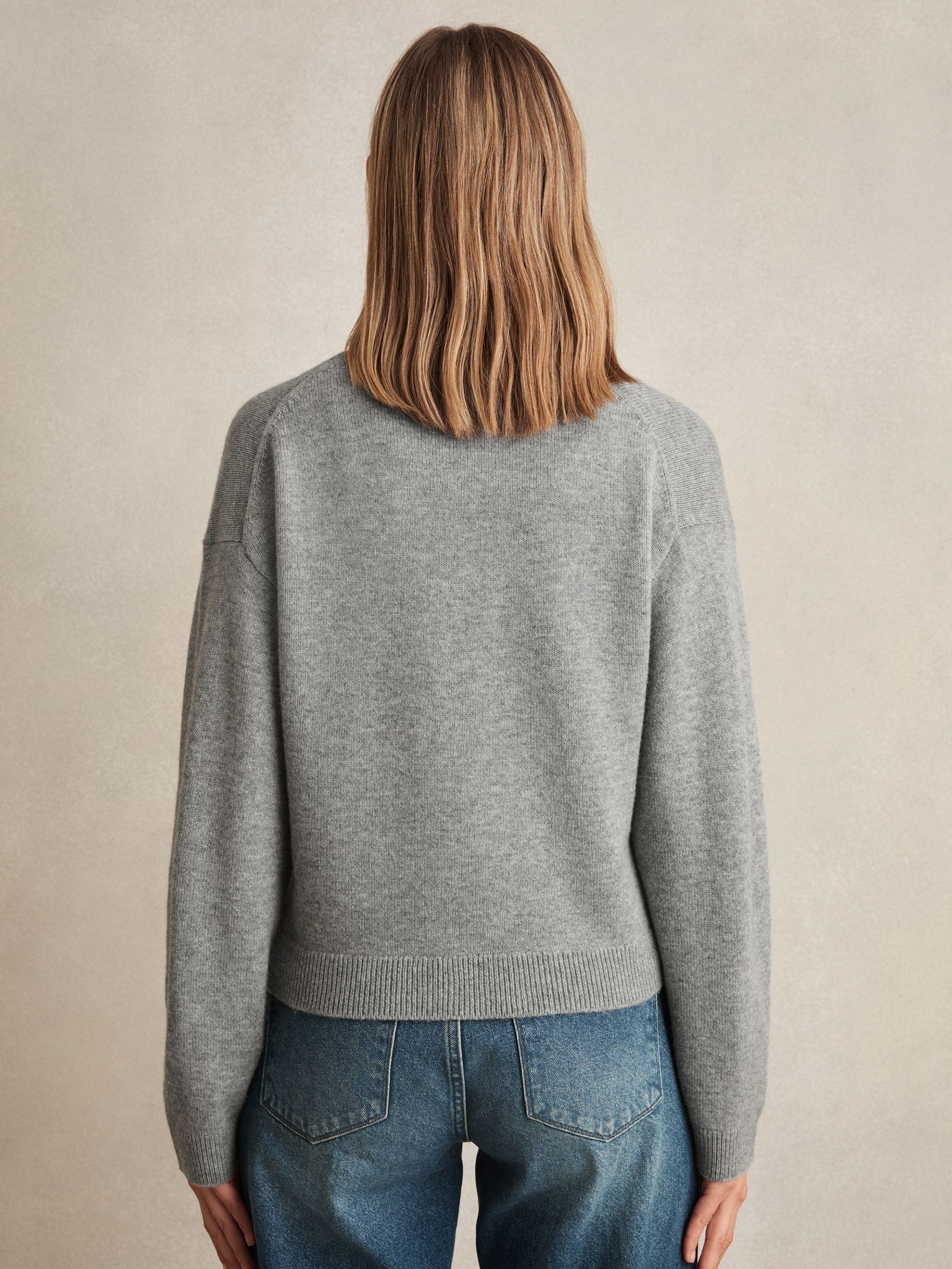 Wool-Cashmere Button Cardigan in Silver Grey - image 4