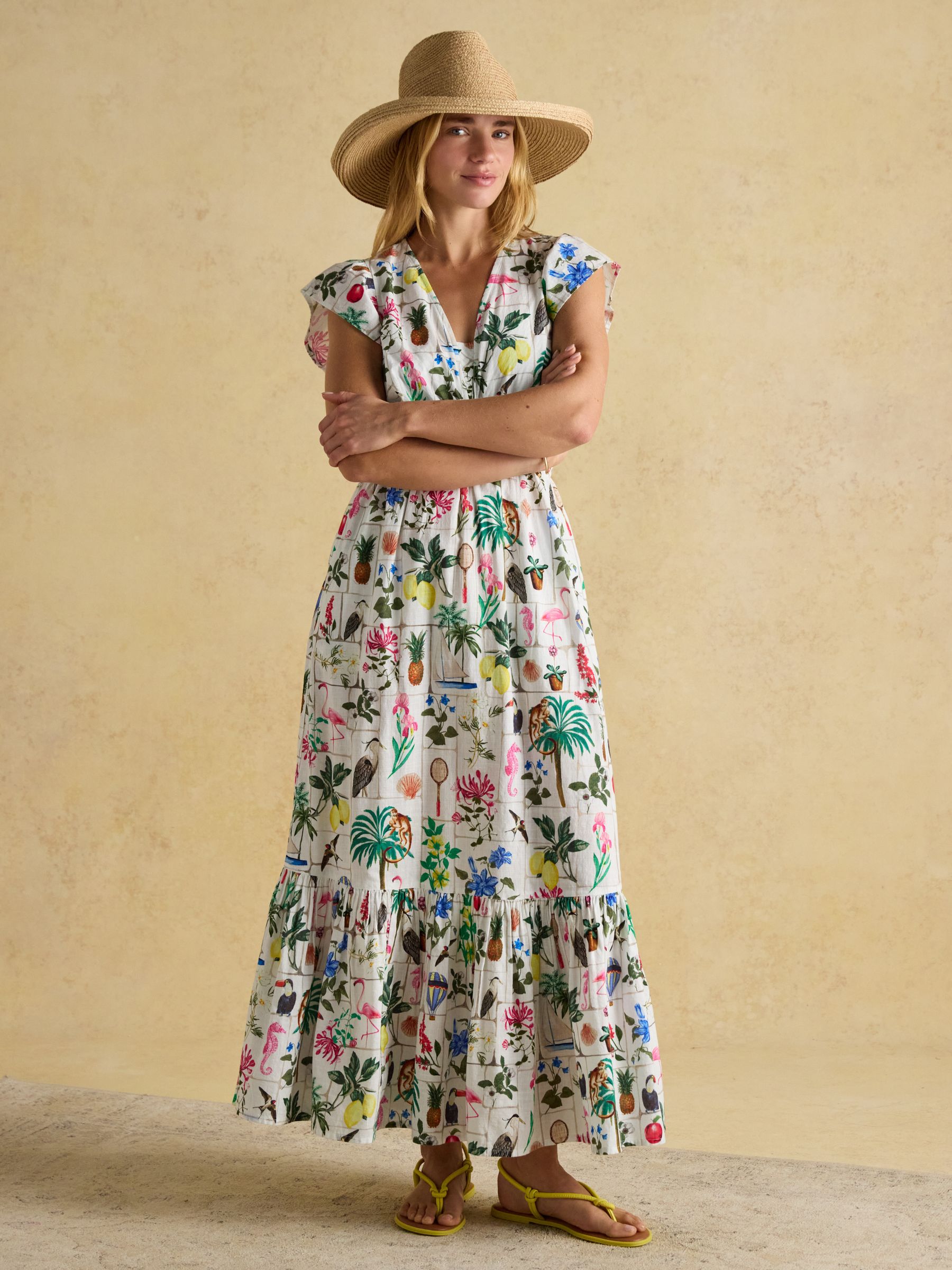 Winnie Multi Frill Shoulder Dress Joules