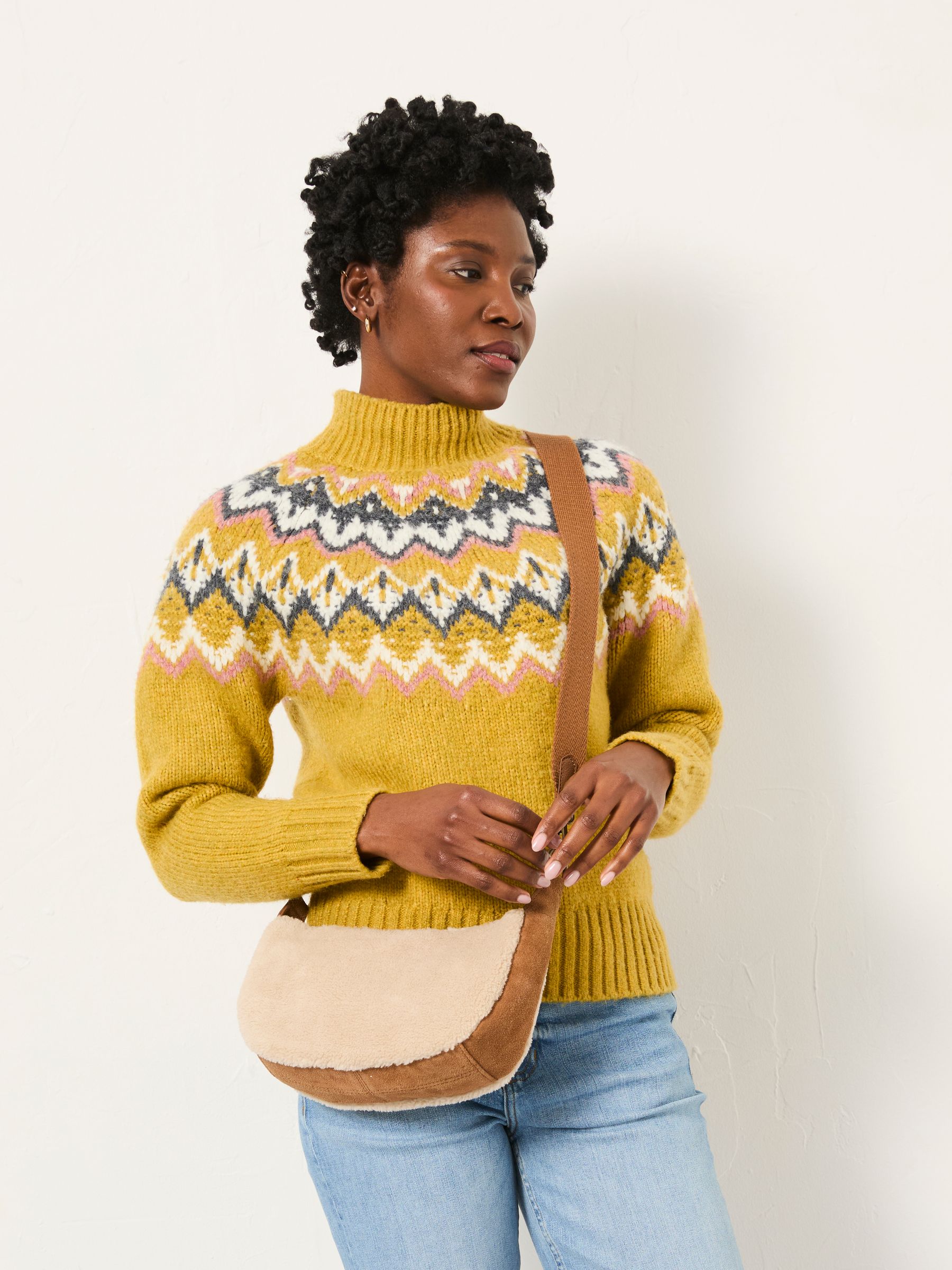 Nell Yellow Fairisle High Neck Knitted Jumper - Image 5 of 6