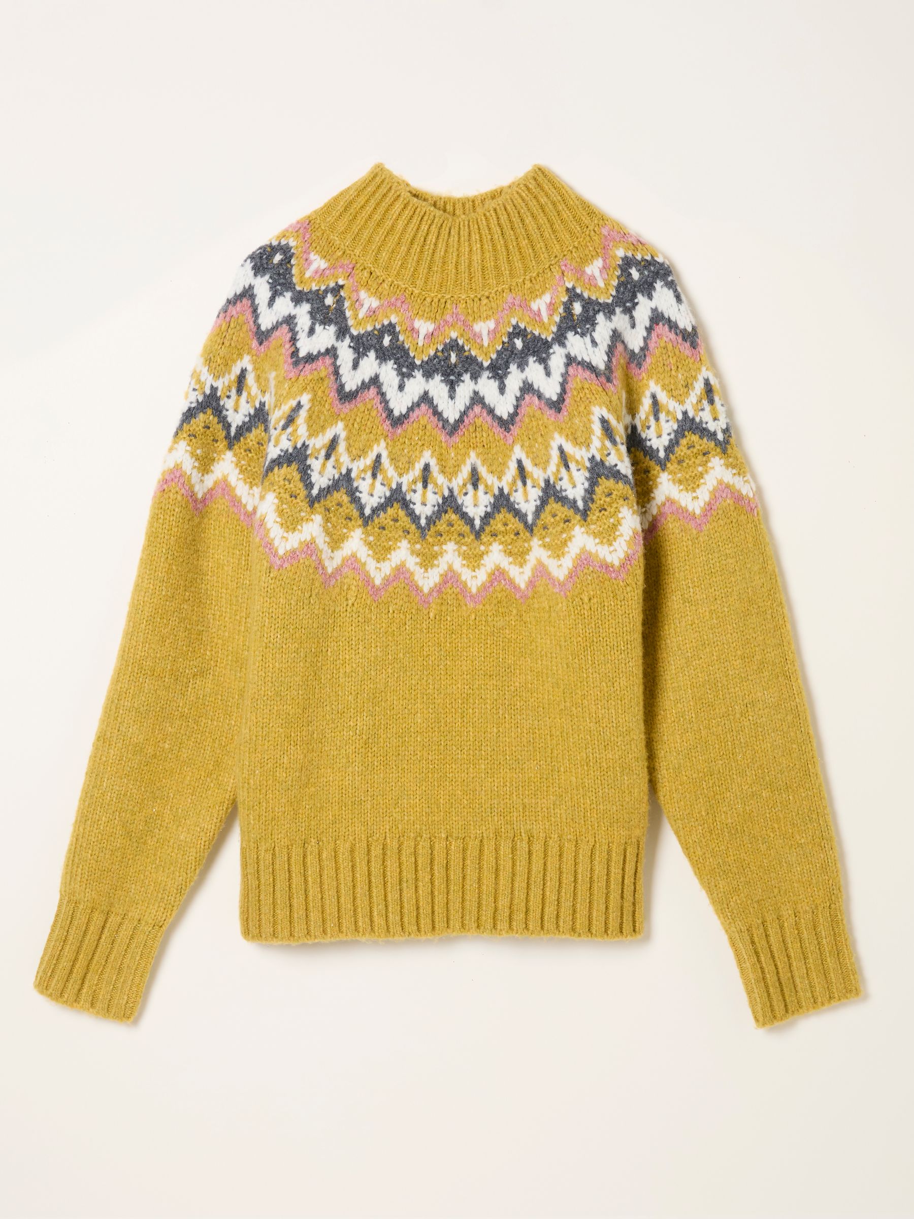 Nell Yellow Fairisle High Neck Knitted Jumper - Image 6 of 6