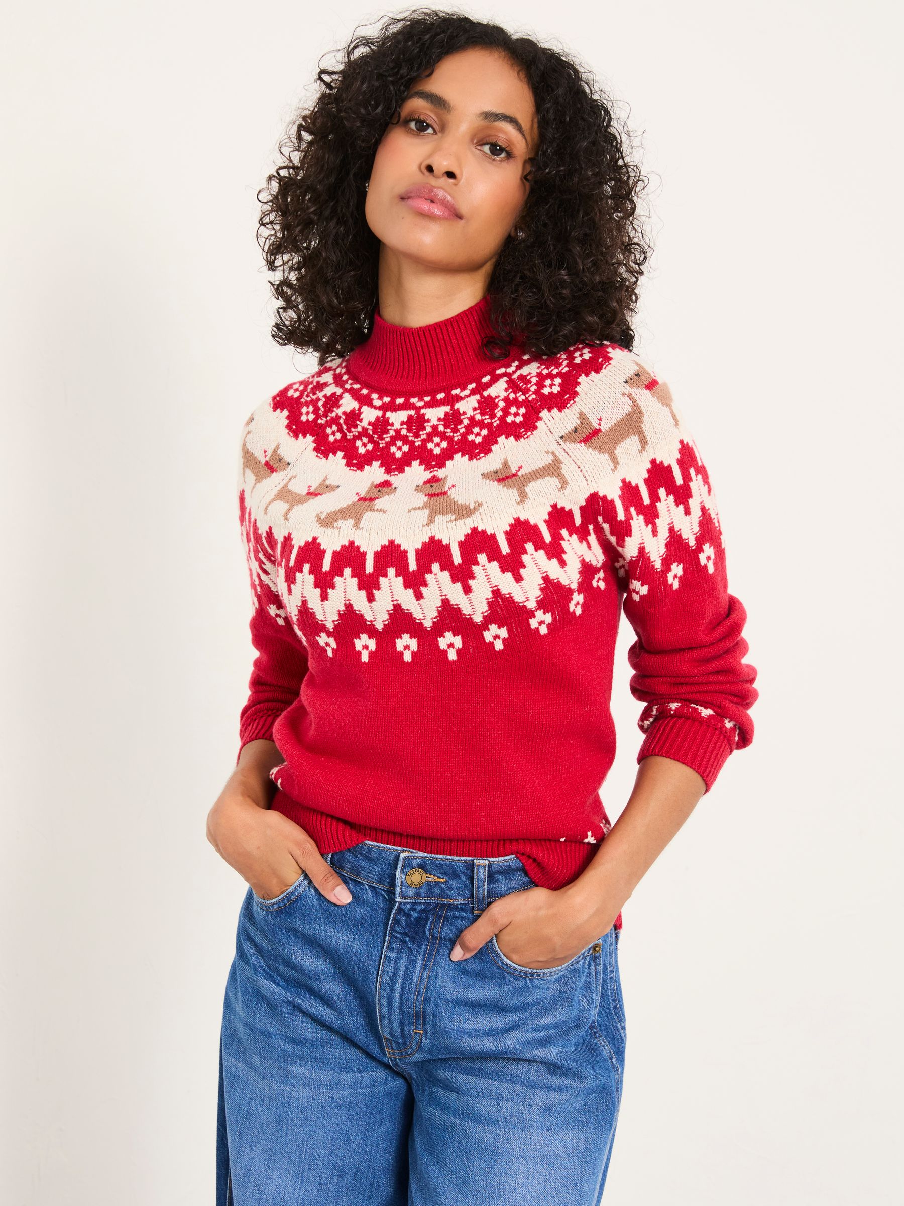 Dog Fairisle Knitted High Neck Jumper
