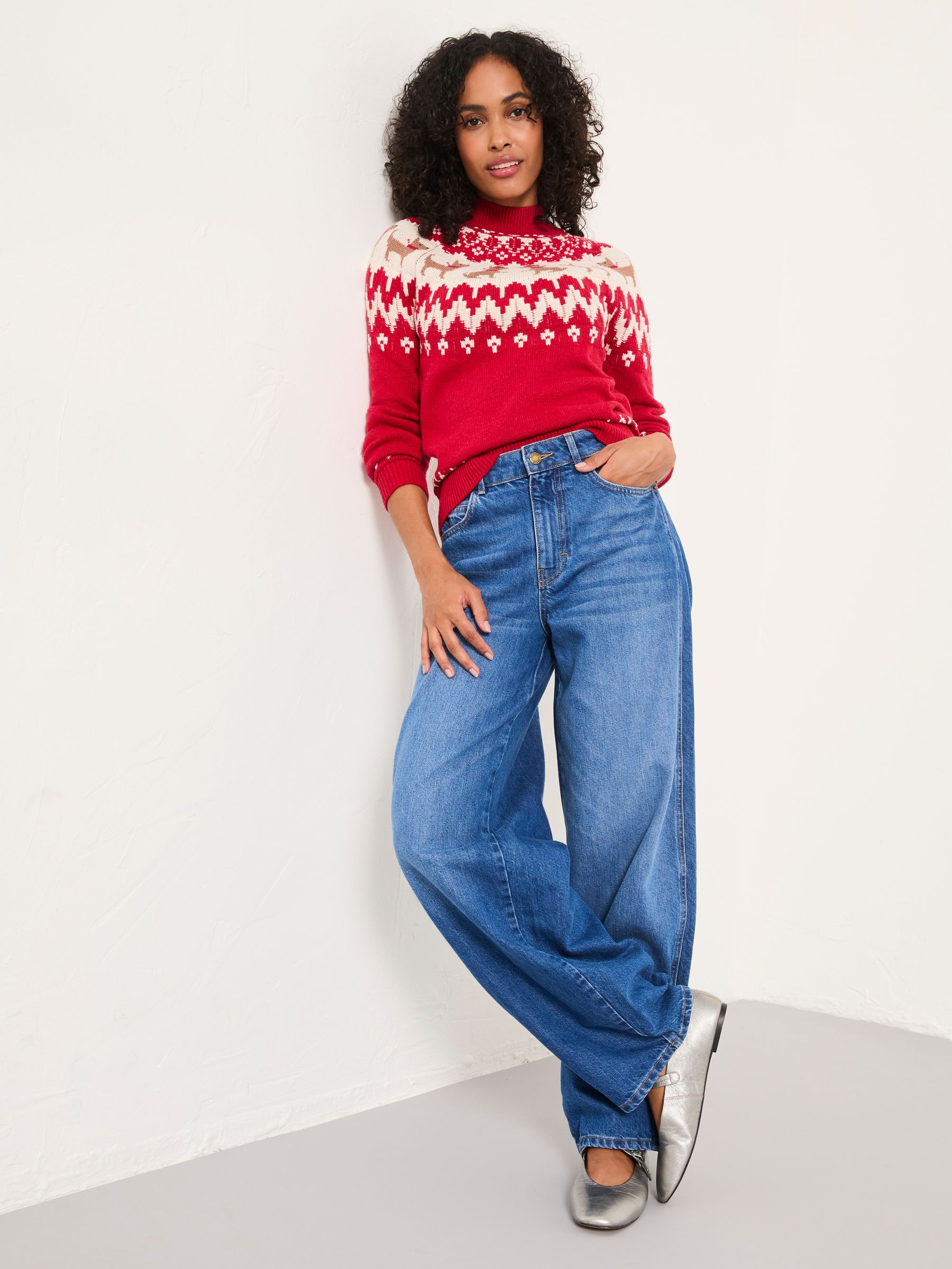 Red Dog Fairisle Knitted High Neck Jumper | FatFace USA