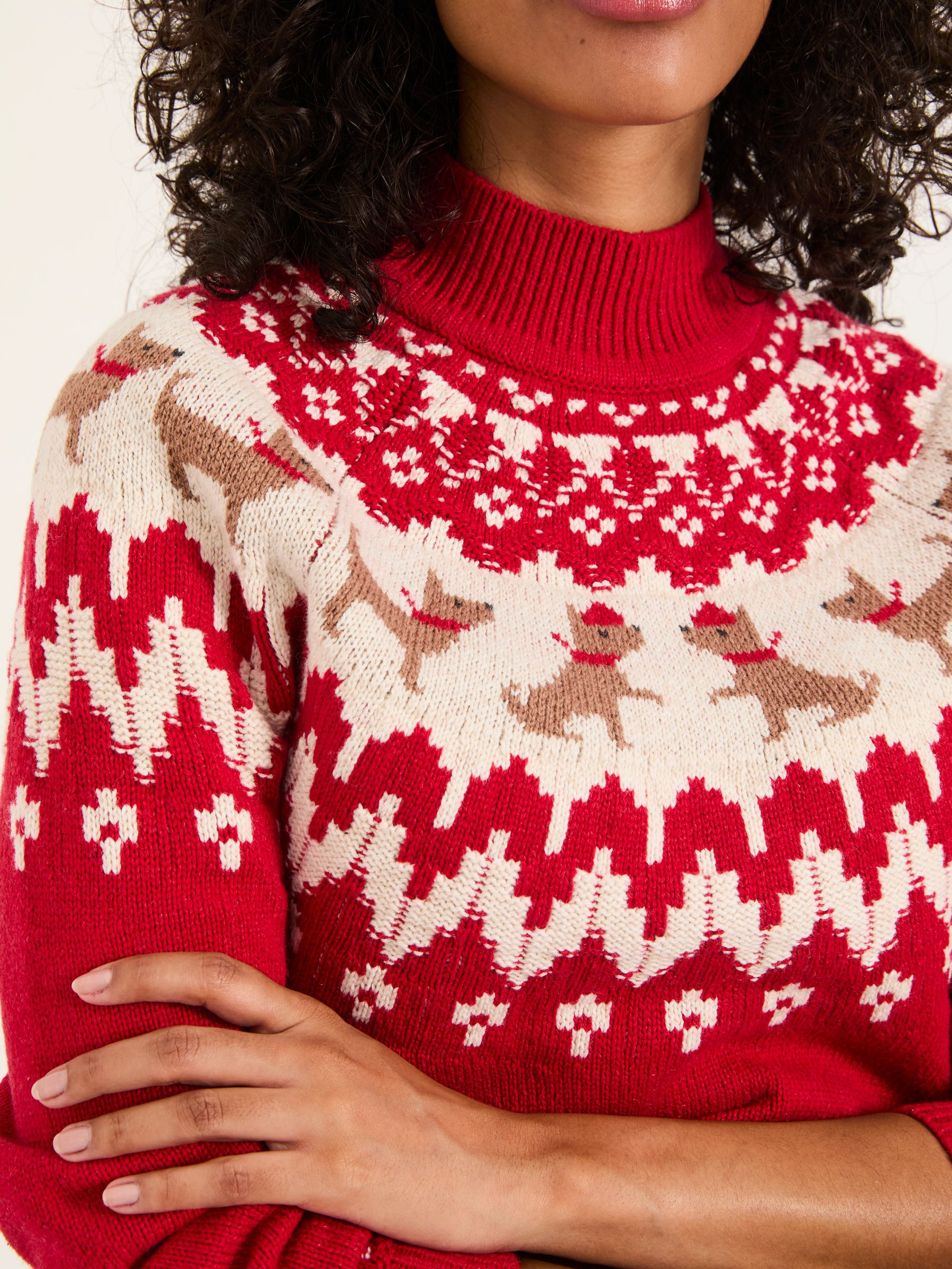 Red Dog Fairisle Knitted Crew Neck Jumper - Image 4 of 5