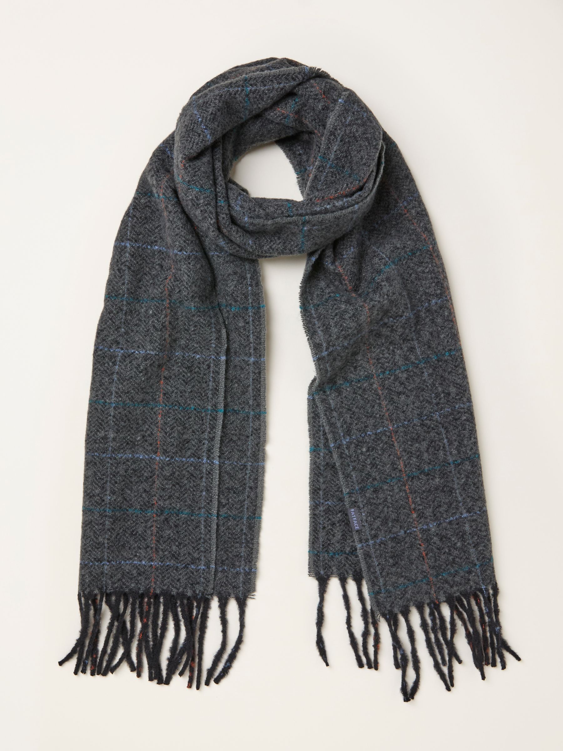 Charcoal Grey Check Scarf - Image 1 of 2