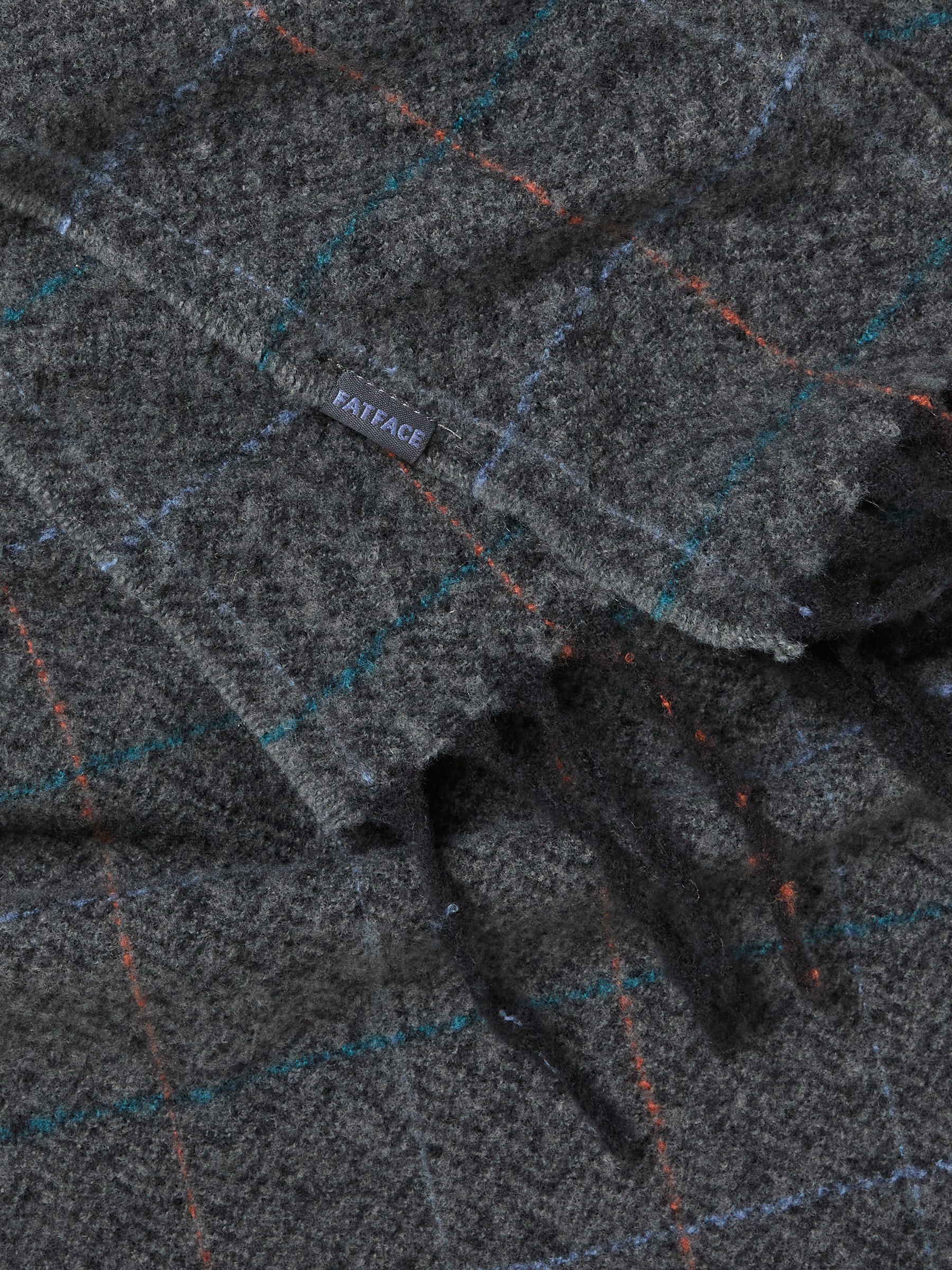 Charcoal Grey Check Scarf - Image 2 of 2