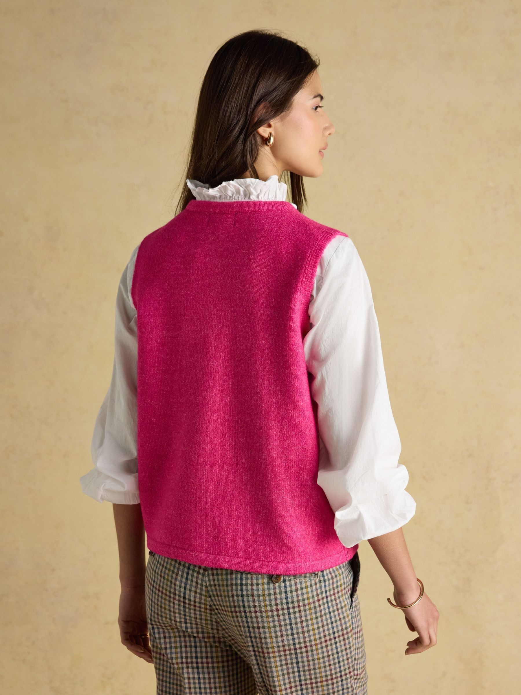 Holly Pink Fushsia Button Through Knitted Vest - Image 2 of 8
