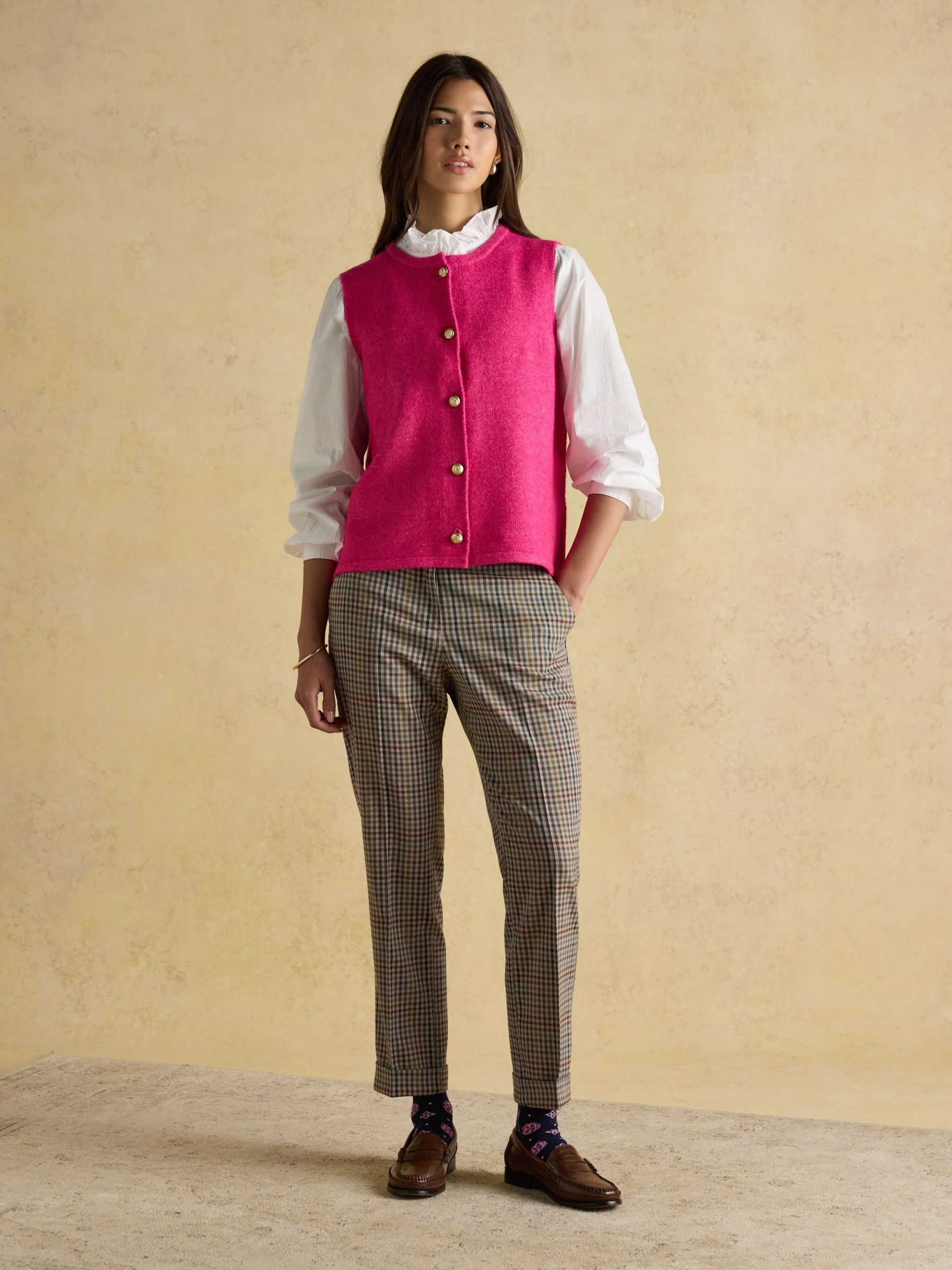 Holly Pink Fushsia Button Through Knitted Vest - Image 5 of 8
